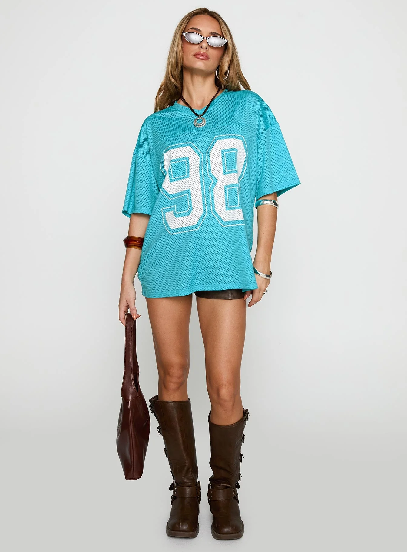 98 Sports Oversized Graphic Tee Blue - Image 2