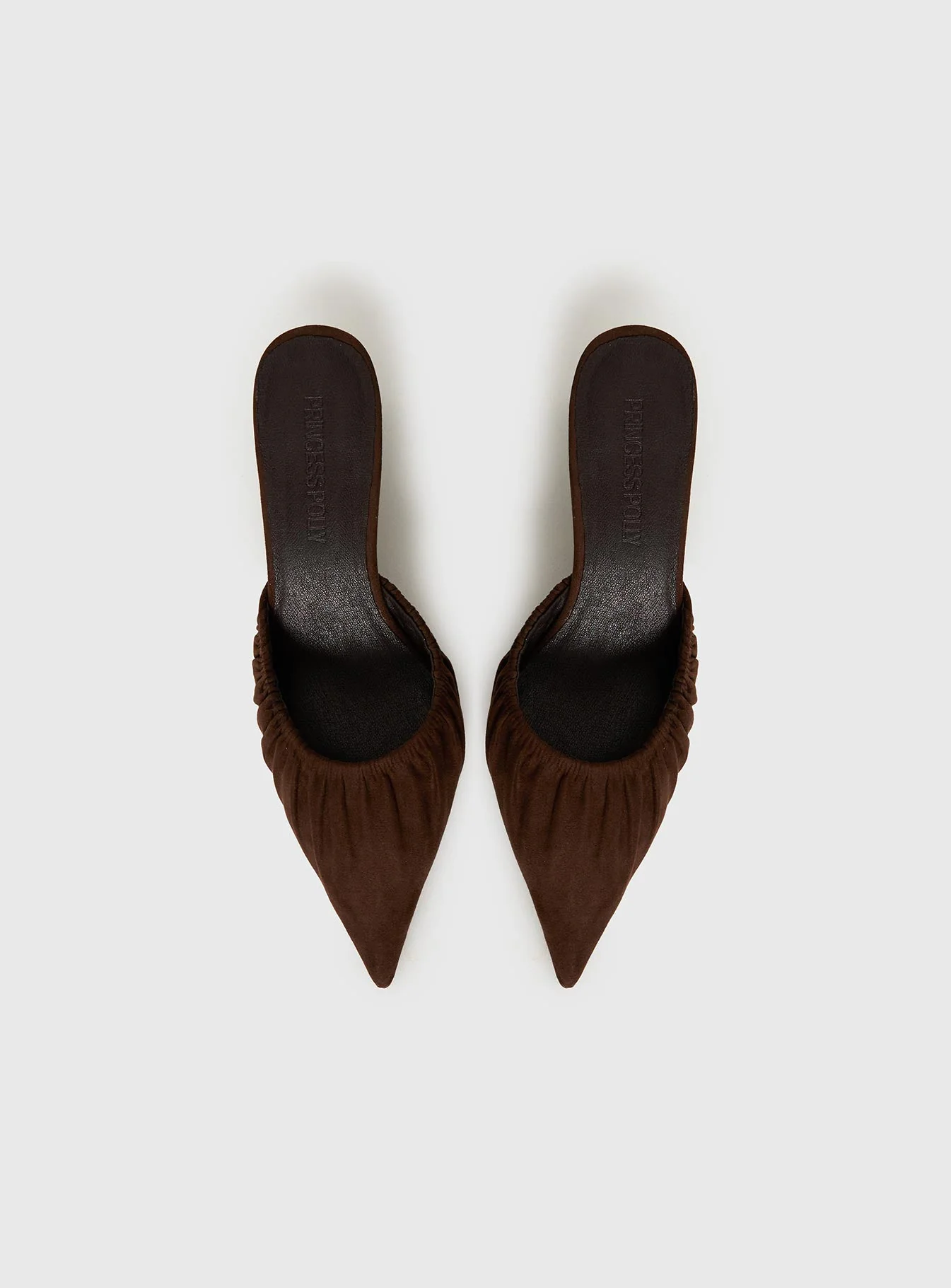 Admiration Pointed Toe Faux Suede Heels Brown - Image 5