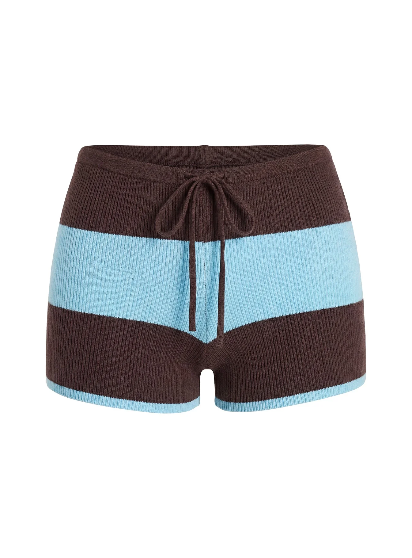 Ahani Low Rise Knit Shorts Blue / Brown - Image 9