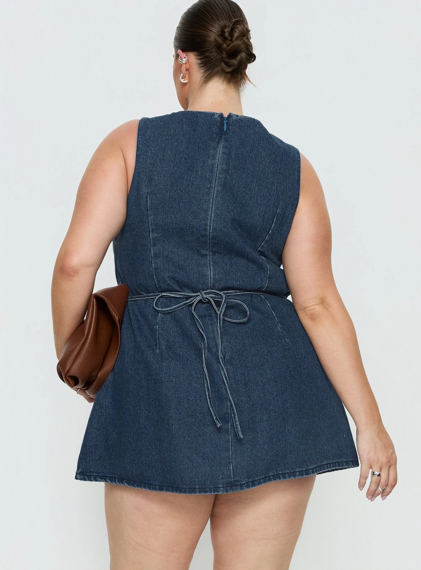 Ainsleigh Shift Denim Playsuit Mid Blue Wash Curve - Image 5
