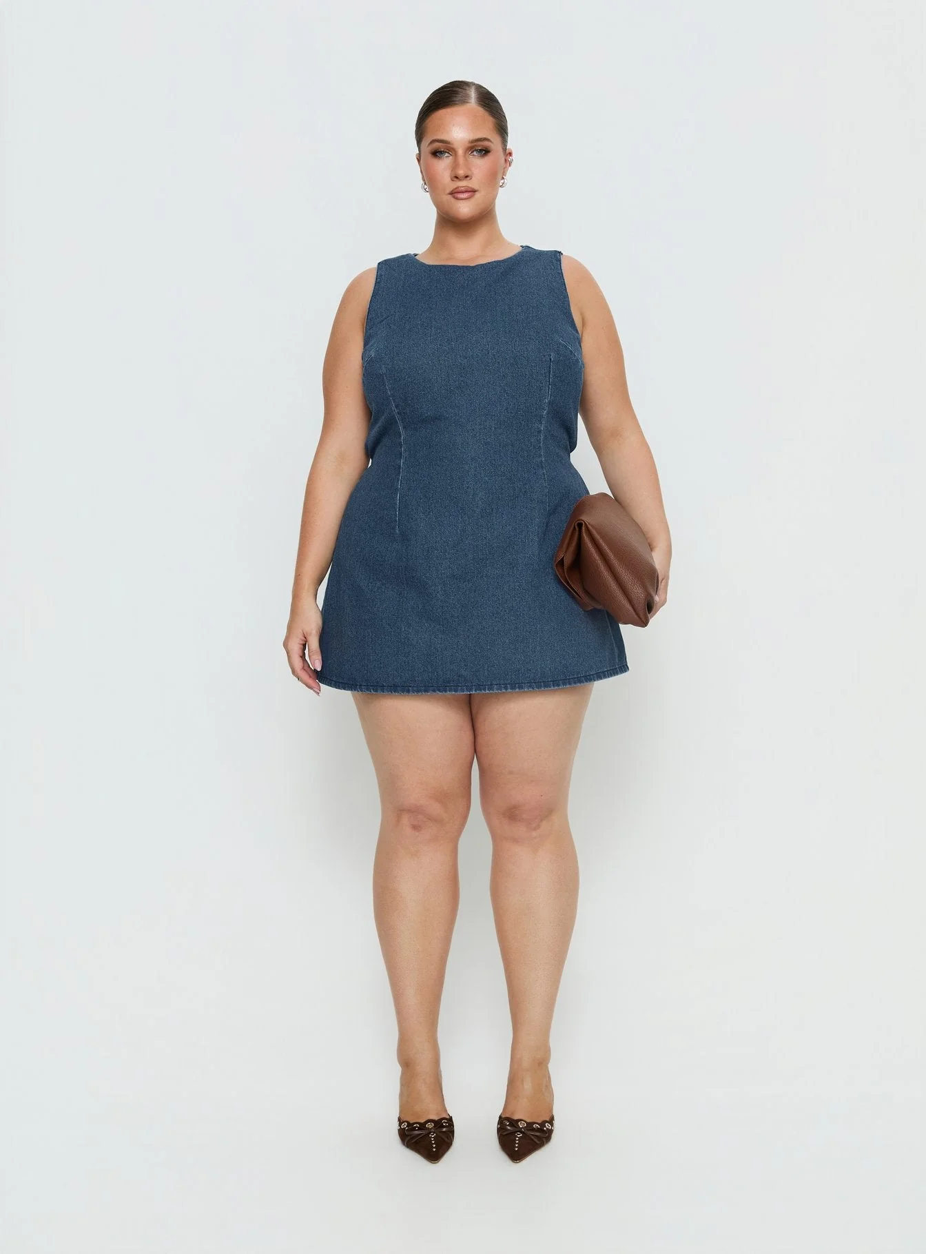 Ainsleigh Shift Denim Playsuit Mid Blue Wash Curve - Image 7