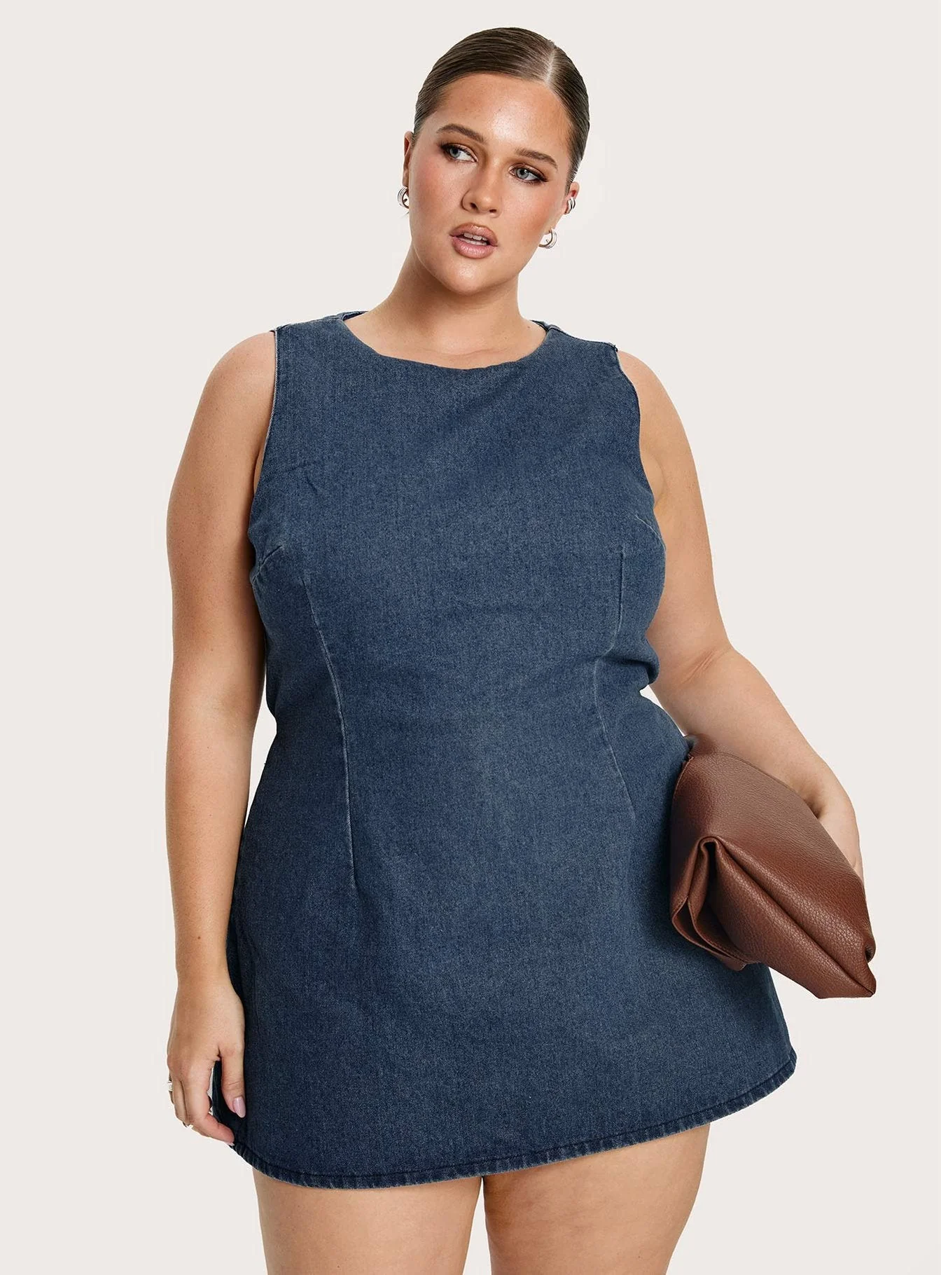 Ainsleigh Shift Denim Playsuit Mid Blue Wash Curve - Image 8