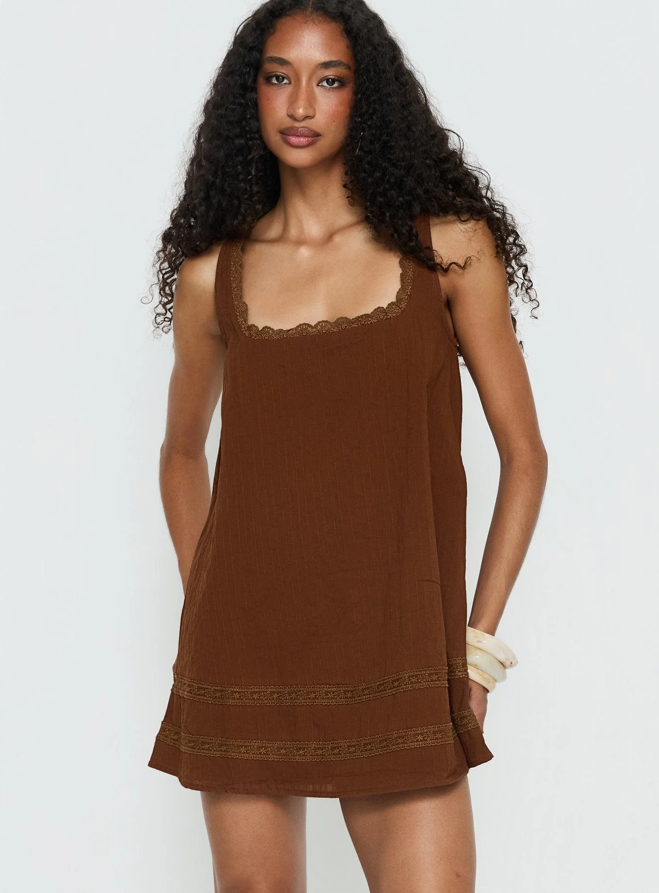 Alanah Mini Dress Dark Brown - Image 2