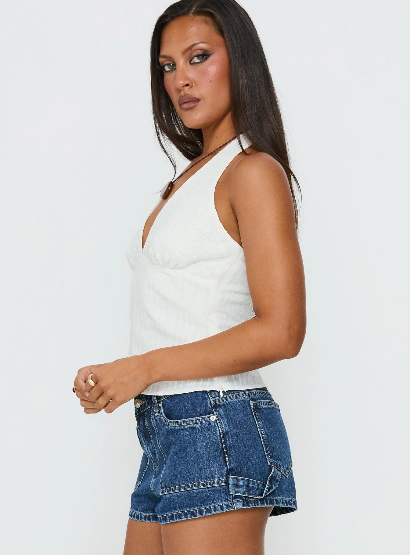 Alaskah Textured Halter Top White - Image 4