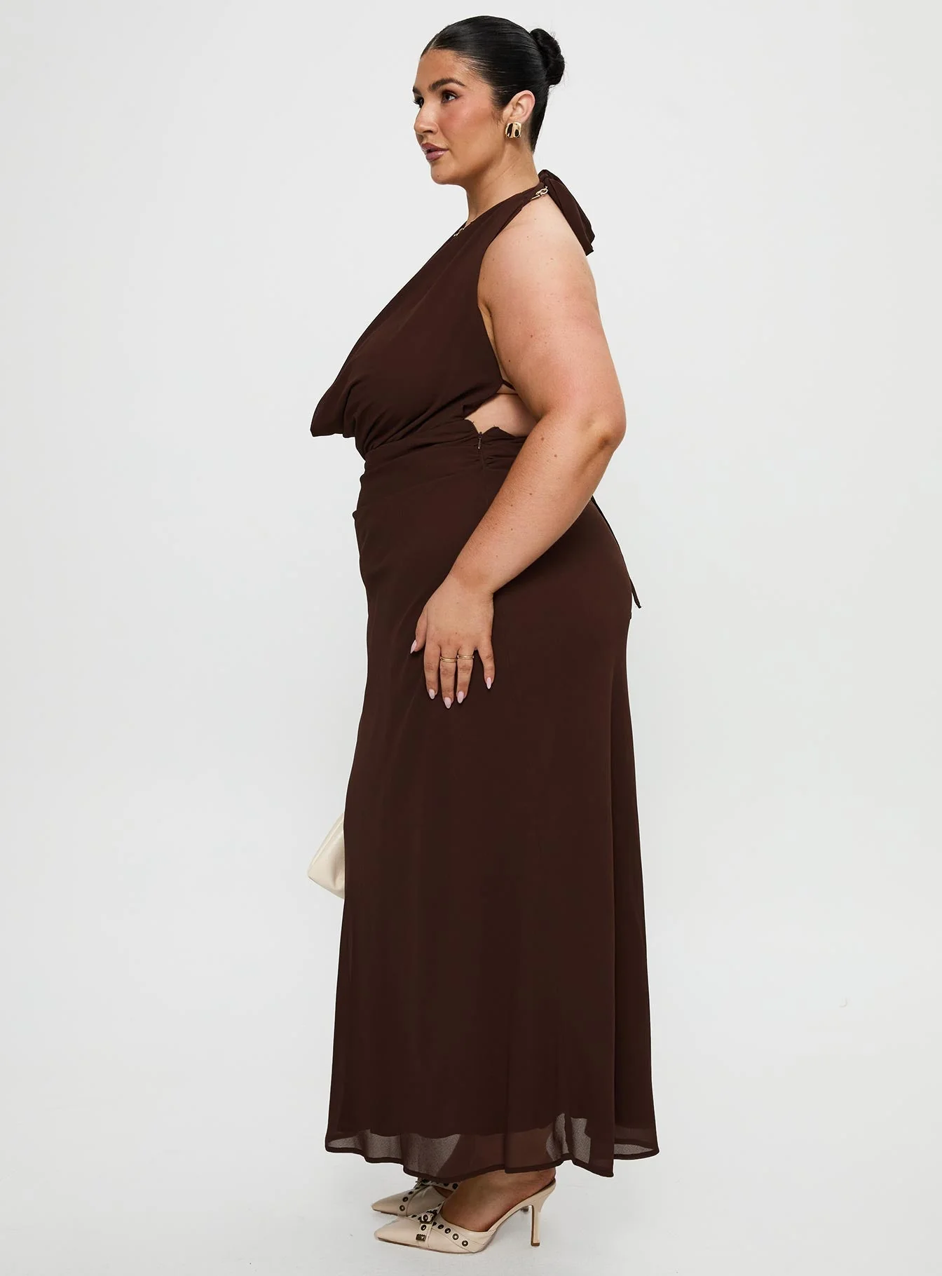 Alejandria Cowl Neck Maxi Dress Chocolate Curve - Image 4