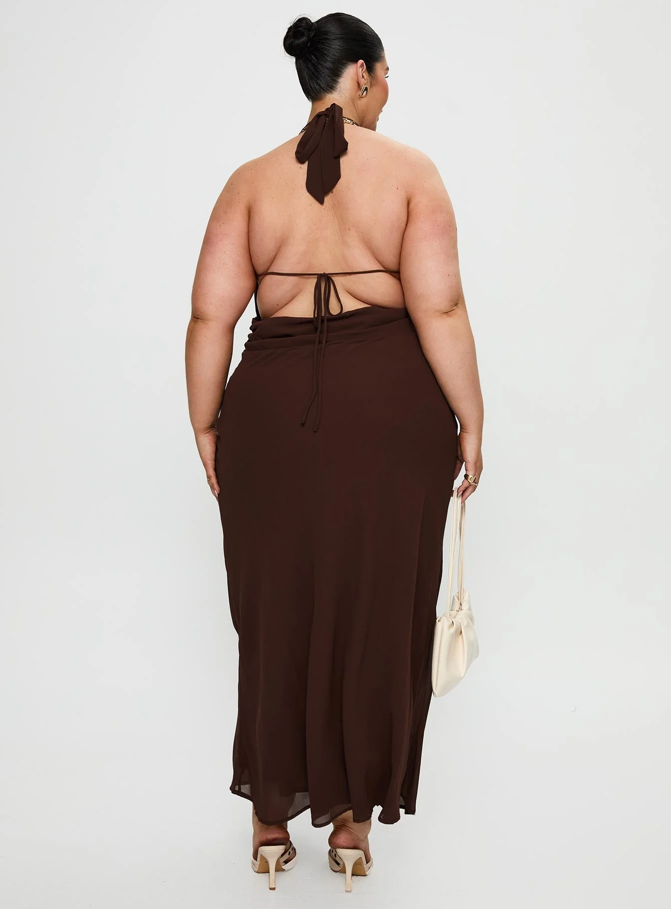 Alejandria Cowl Neck Maxi Dress Chocolate Curve - Image 5