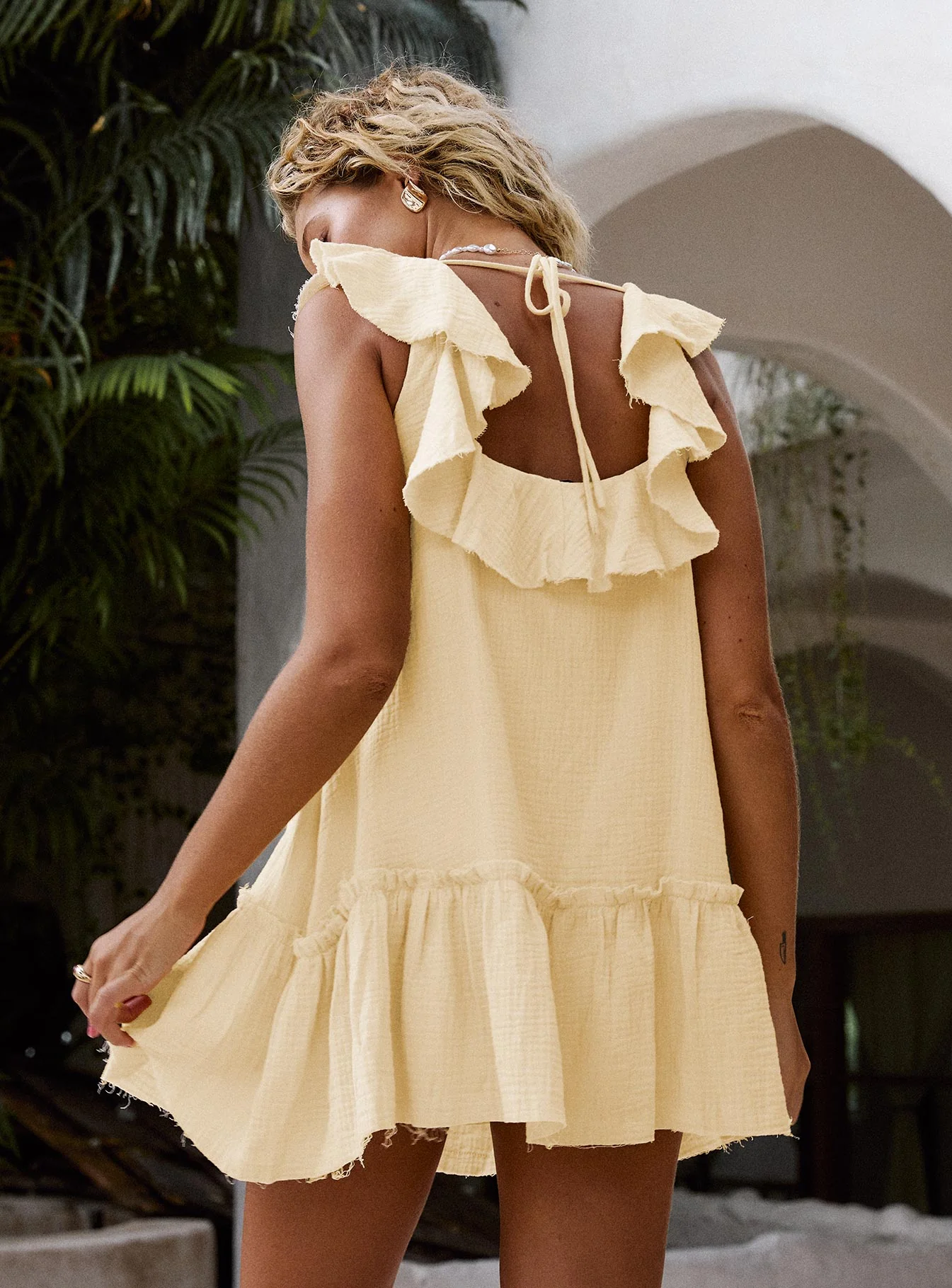 Alicen Frill Mini Dress Yellow Petite - Image 5