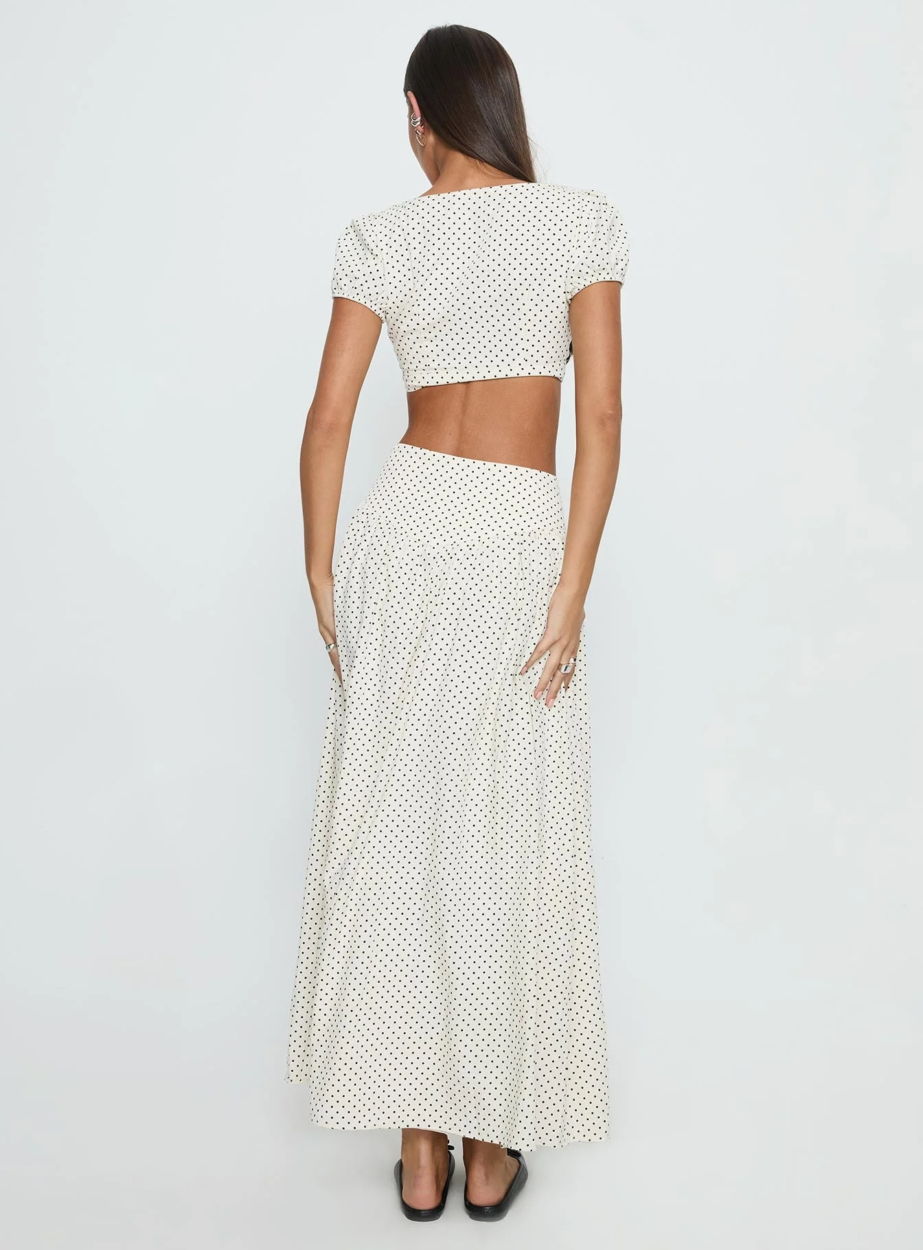 Alletta Drop Waist Maxi Skirt Cream Polka Dot - Image 5