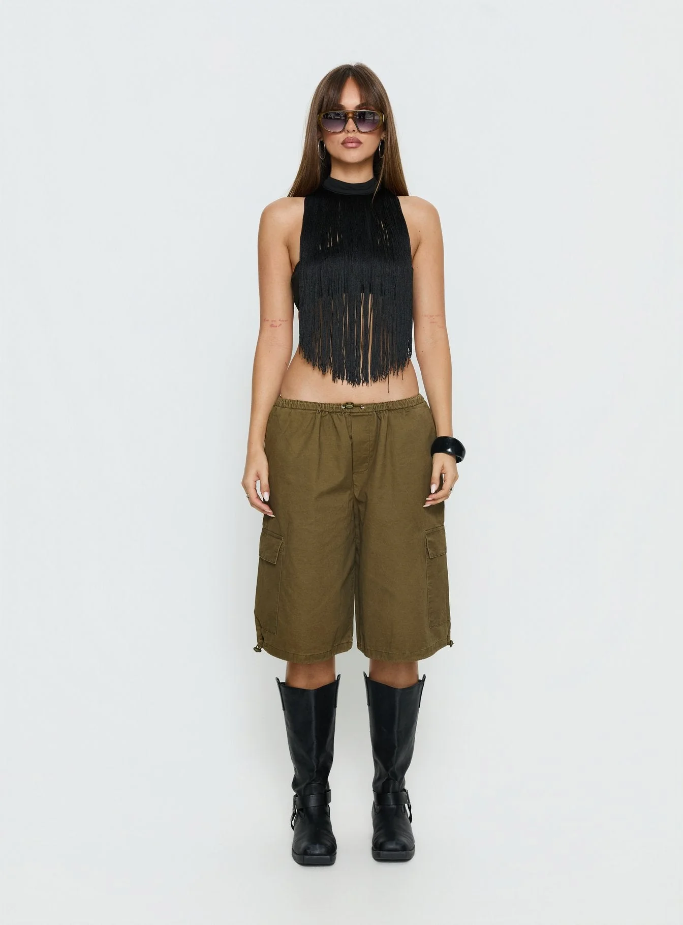 Allyza Baggy Cargo Shorts Olive - Image 7
