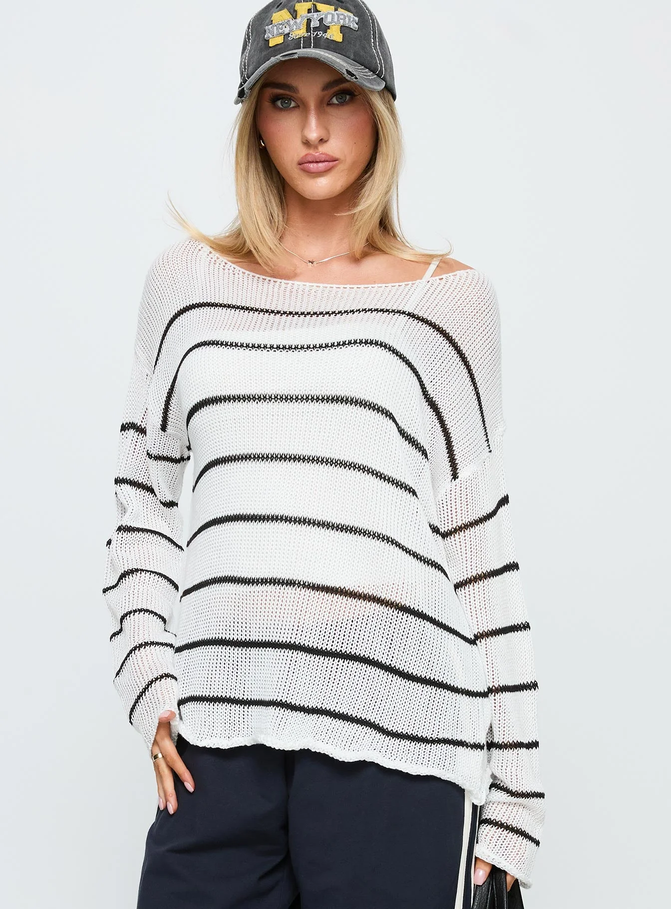 Alperton Knit Sweater Cream Stripe - Image 2