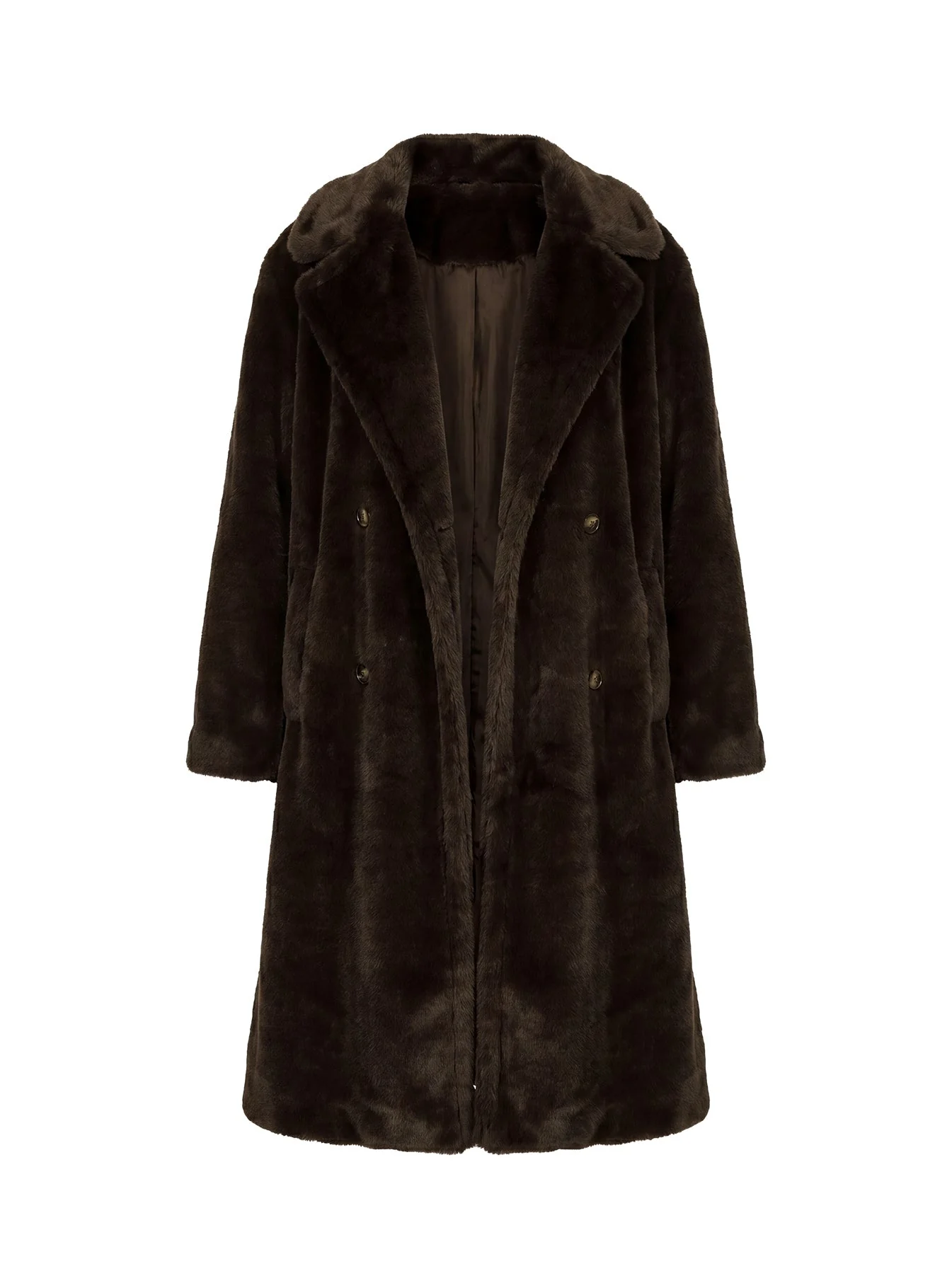 Alvie Longline Faux Fur Coat Brown - Image 9