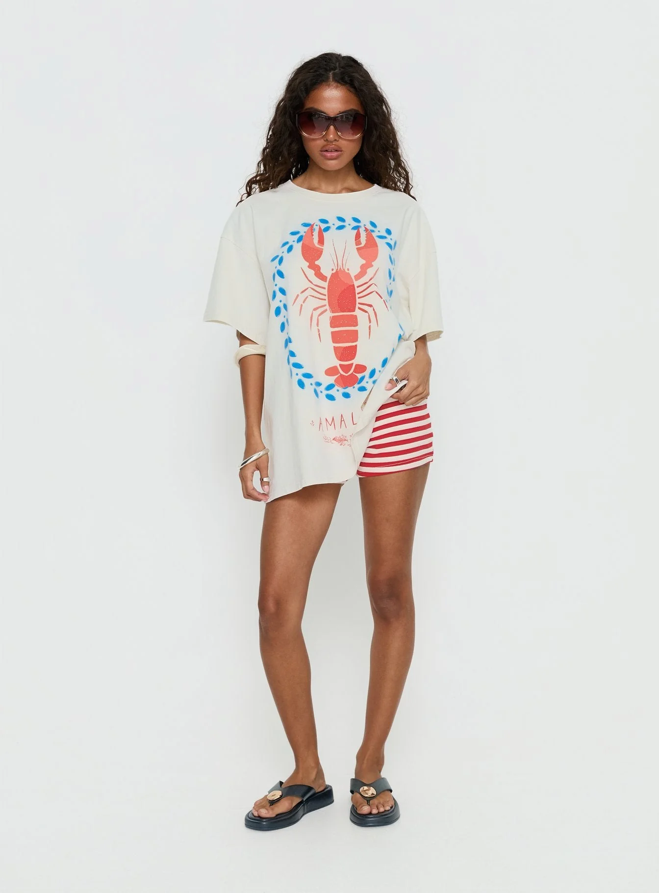Amalfi Love Oversized Graphic Tee Off White - Image 3