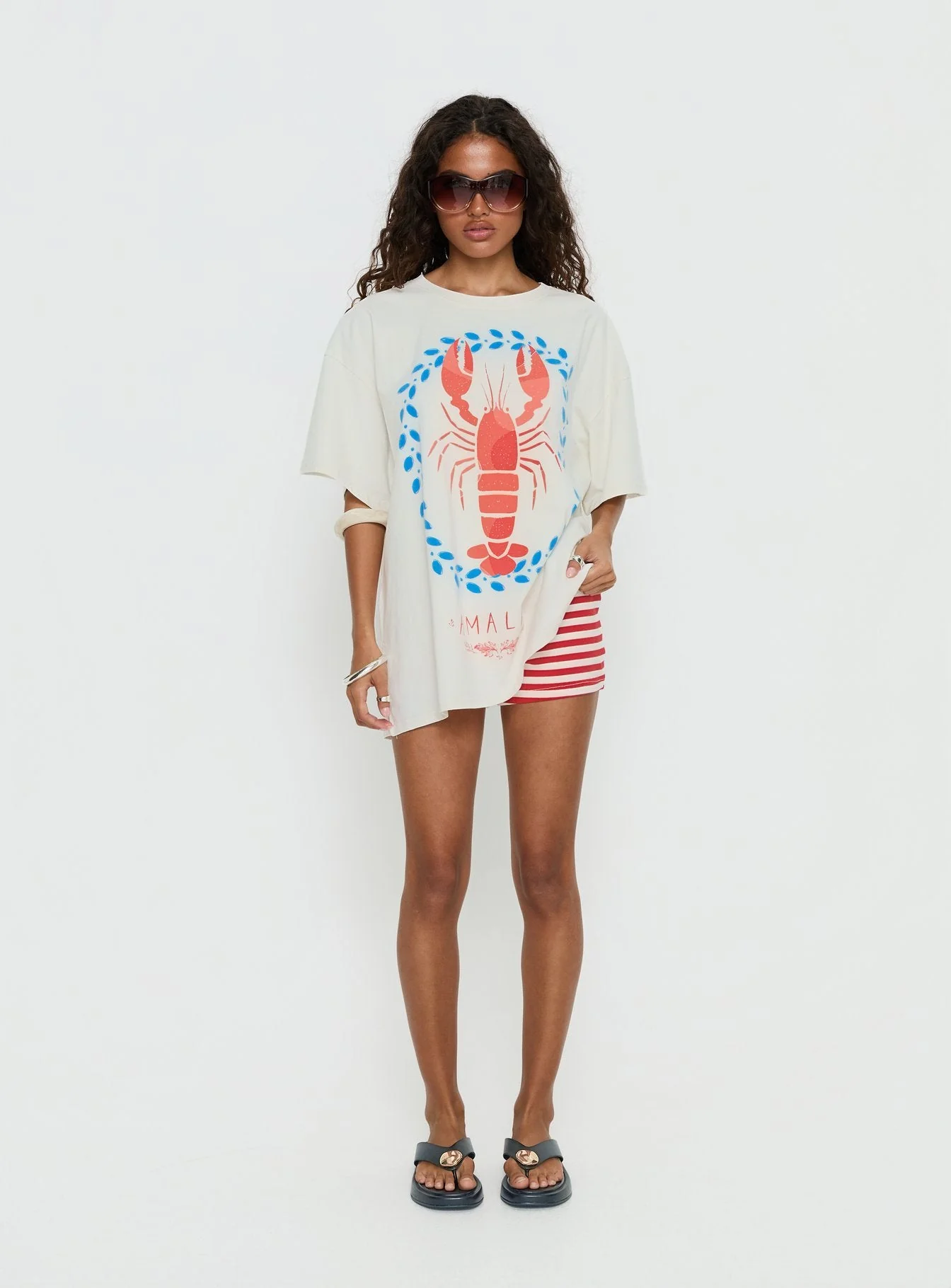 Amalfi Love Oversized Graphic Tee Off White - Image 7