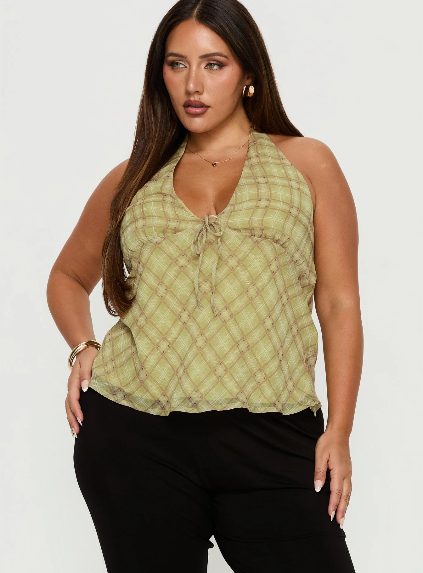 Amalthea Top Green Check Curve - Image 2