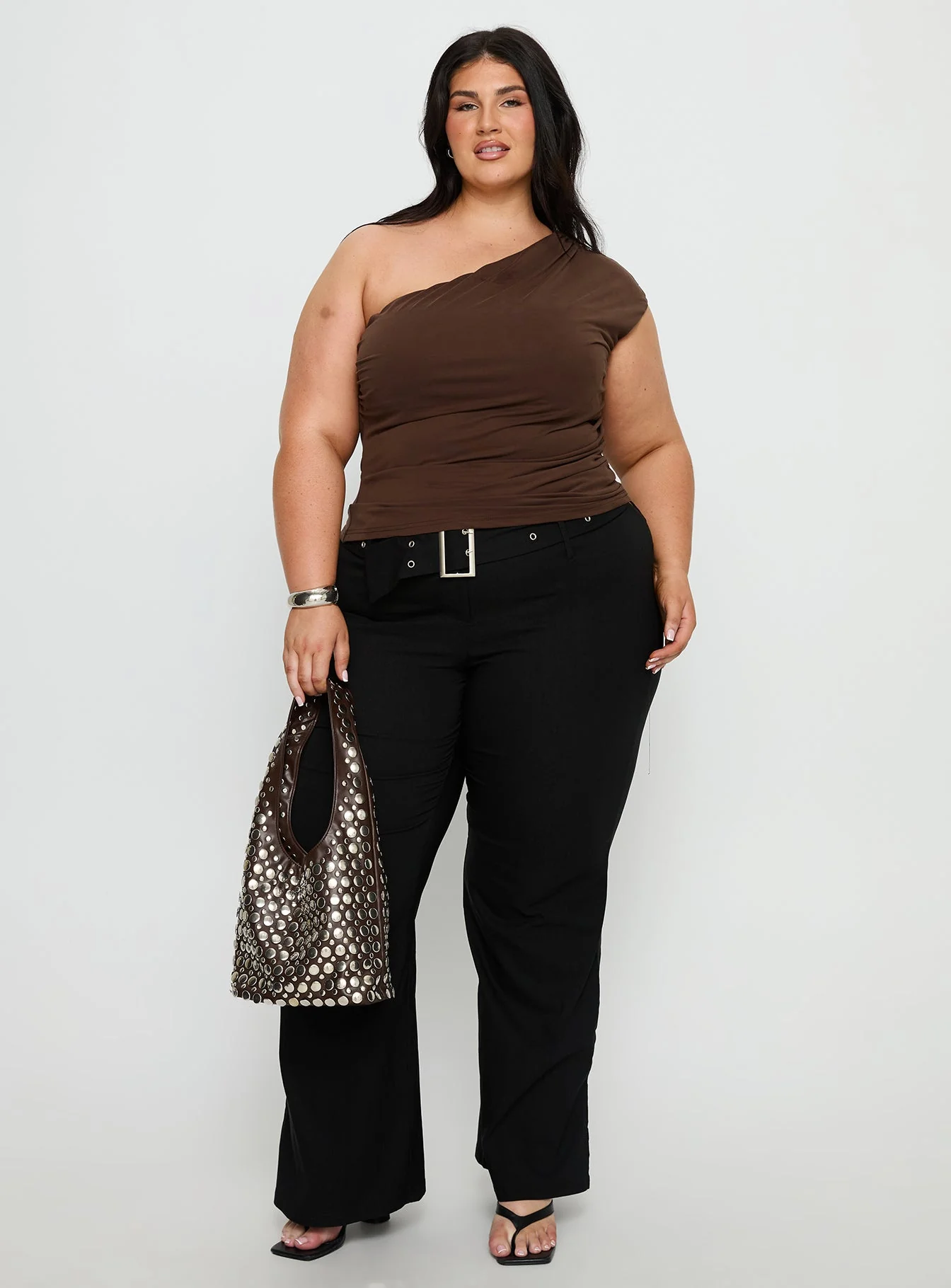 Amelyn One Shoulder Top Brown Curve - Image 2