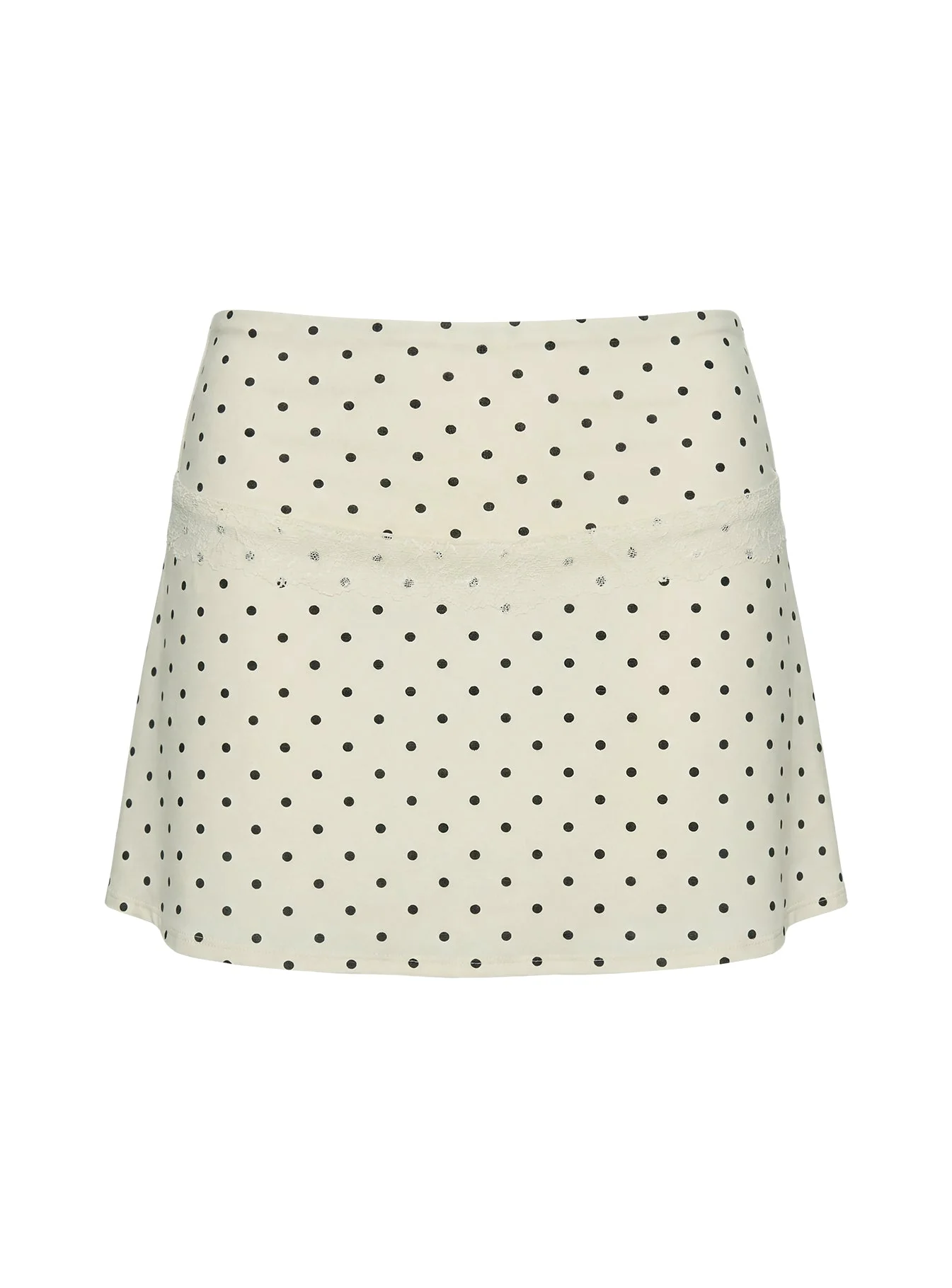 Amia Lace Mini Skirt Cream Polka Dot - Image 9