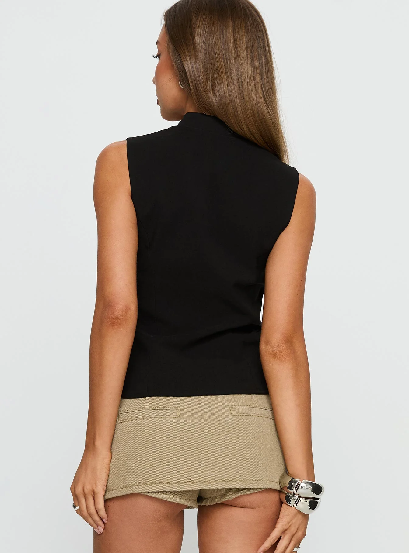 Amry Lace Up Sleeveless Top Black - Image 5