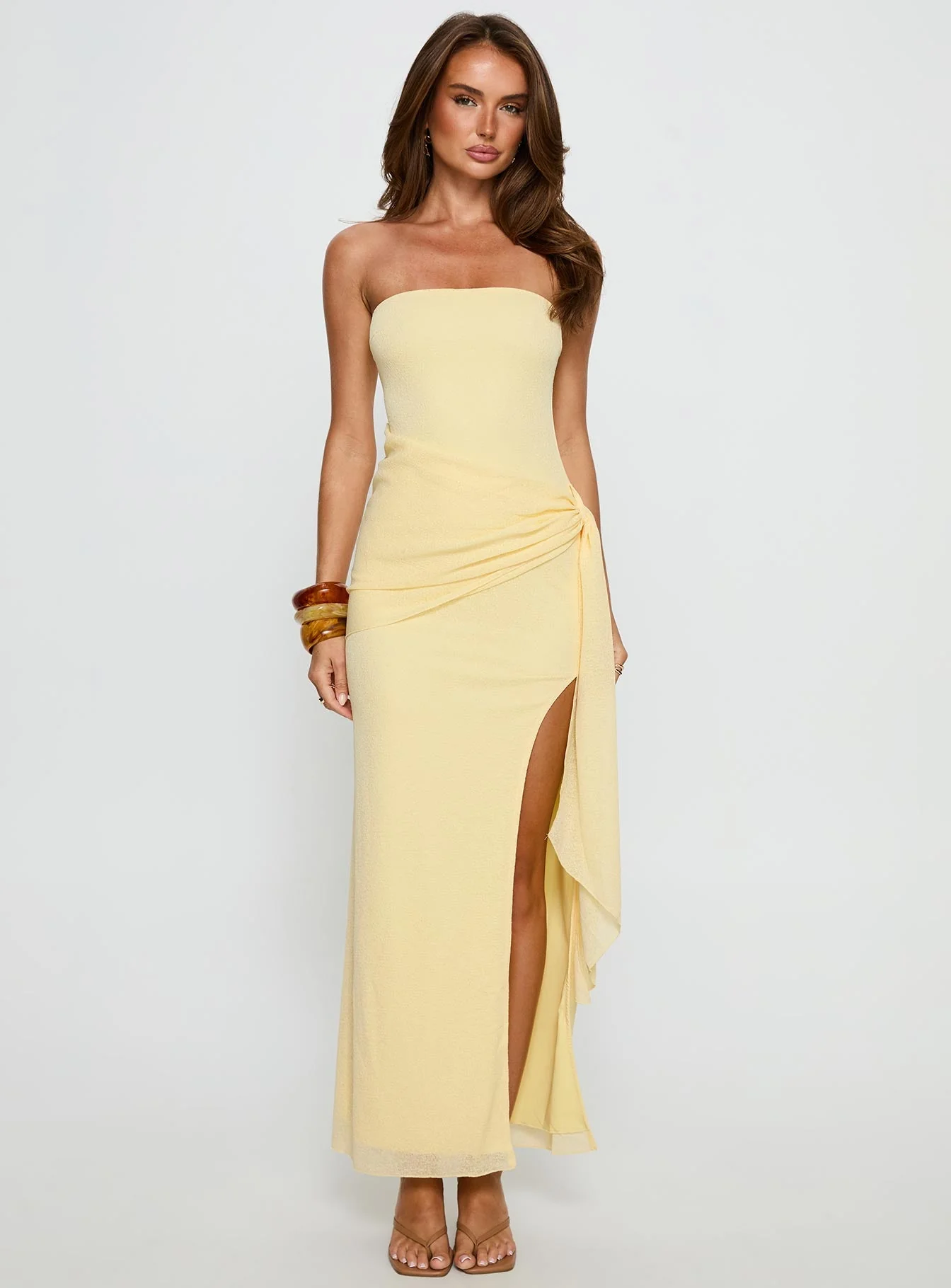 Analeah Strapless Maxi Dress Lemon Yellow - Image 7