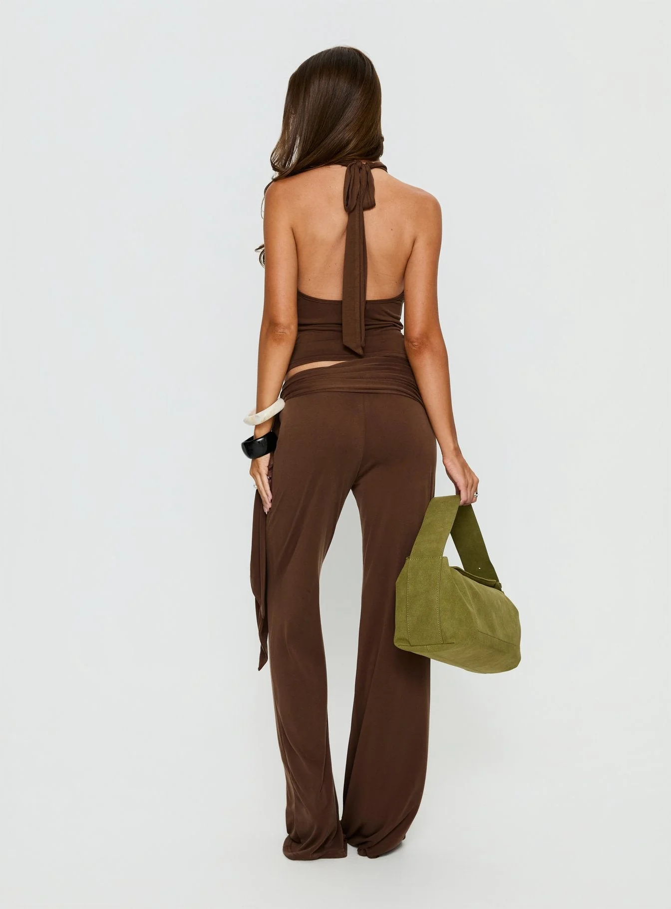 Katiana Wrap Jersey Pants Brown - Image 5