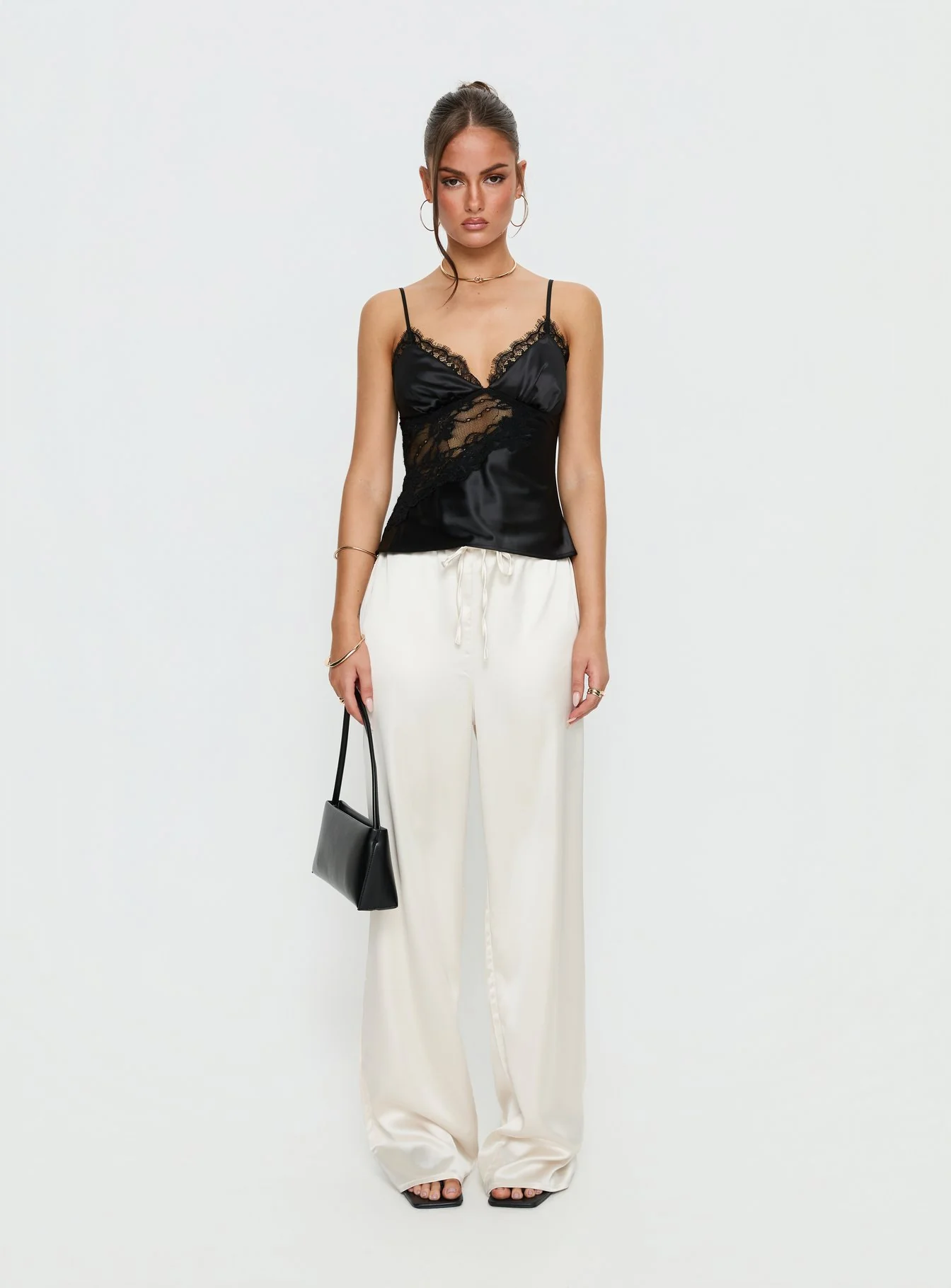 Annamari Lace Satin Cami Top Black - Image 7