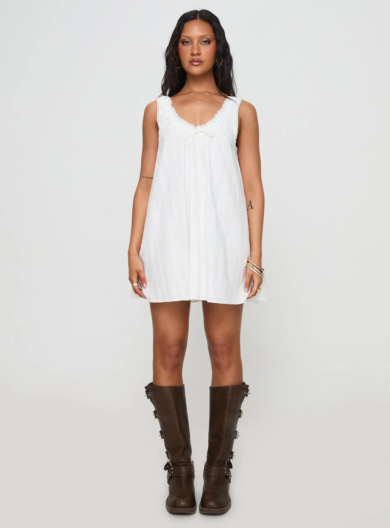 Antiquity Swing Mini Dress White - Image 7