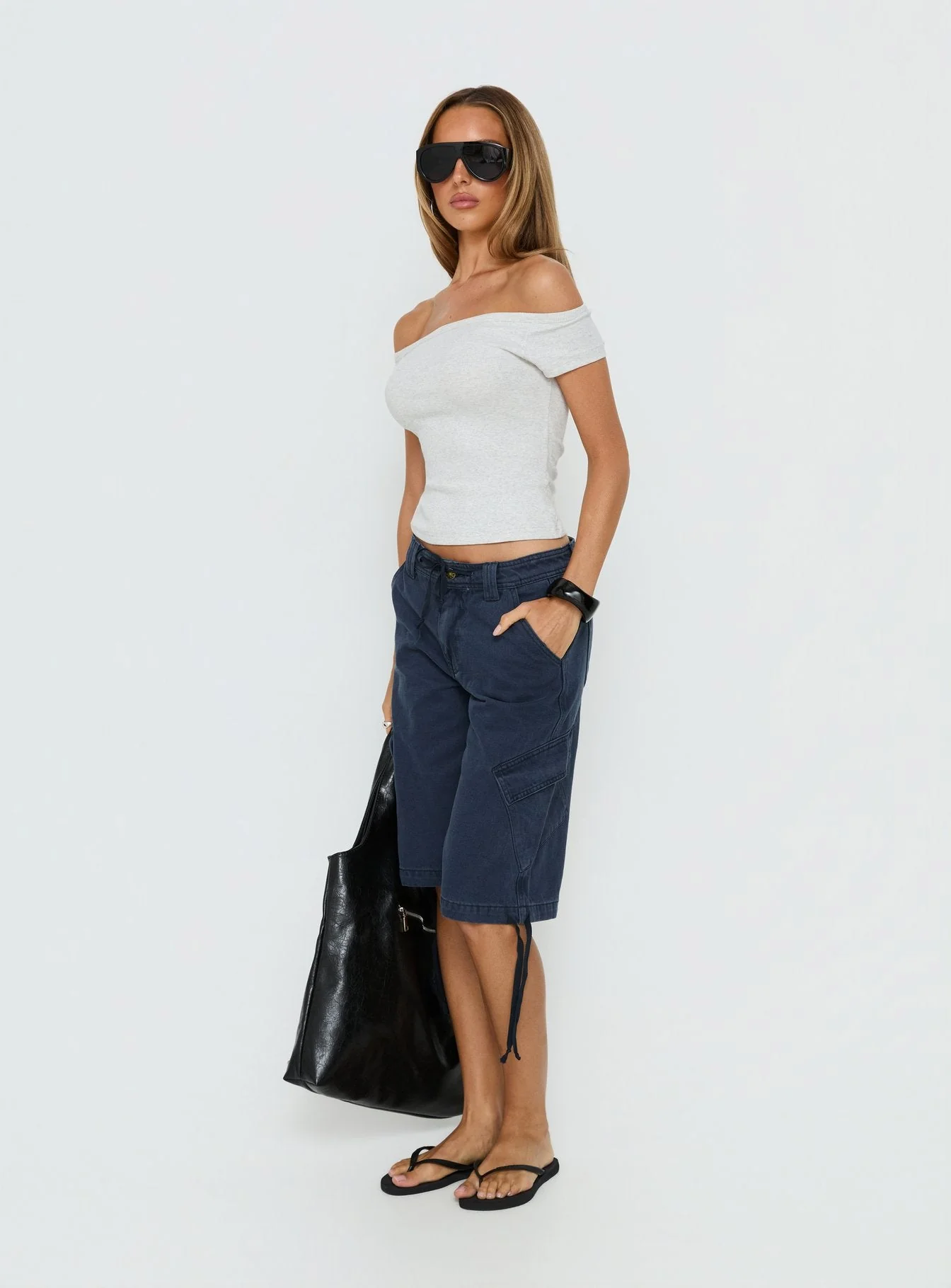 Apres Tie Waist Jorts Navy - Image 4