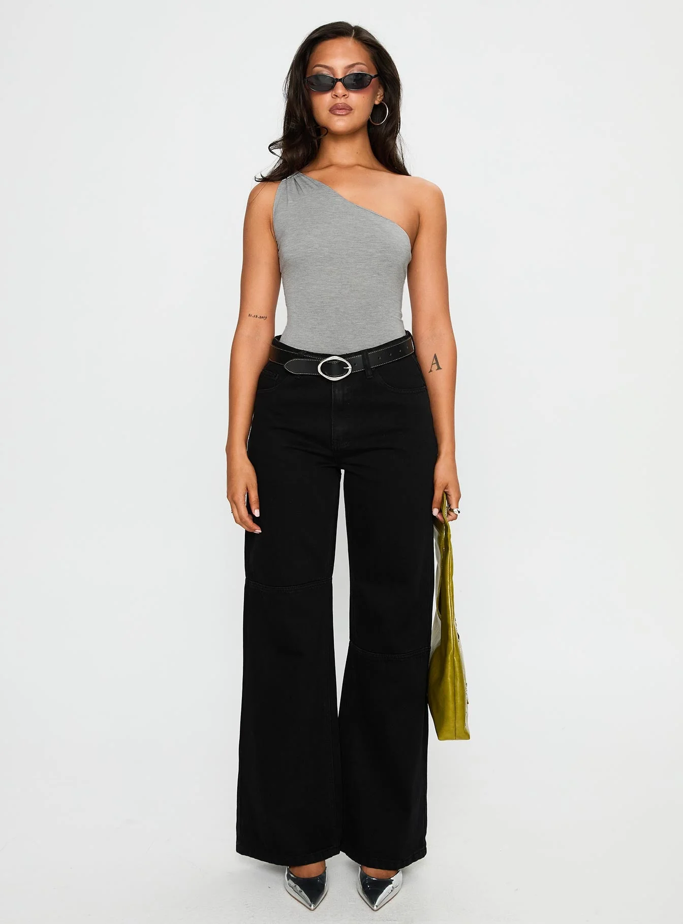 Armageddon One Shoulder Bodysuit Grey - Image 6