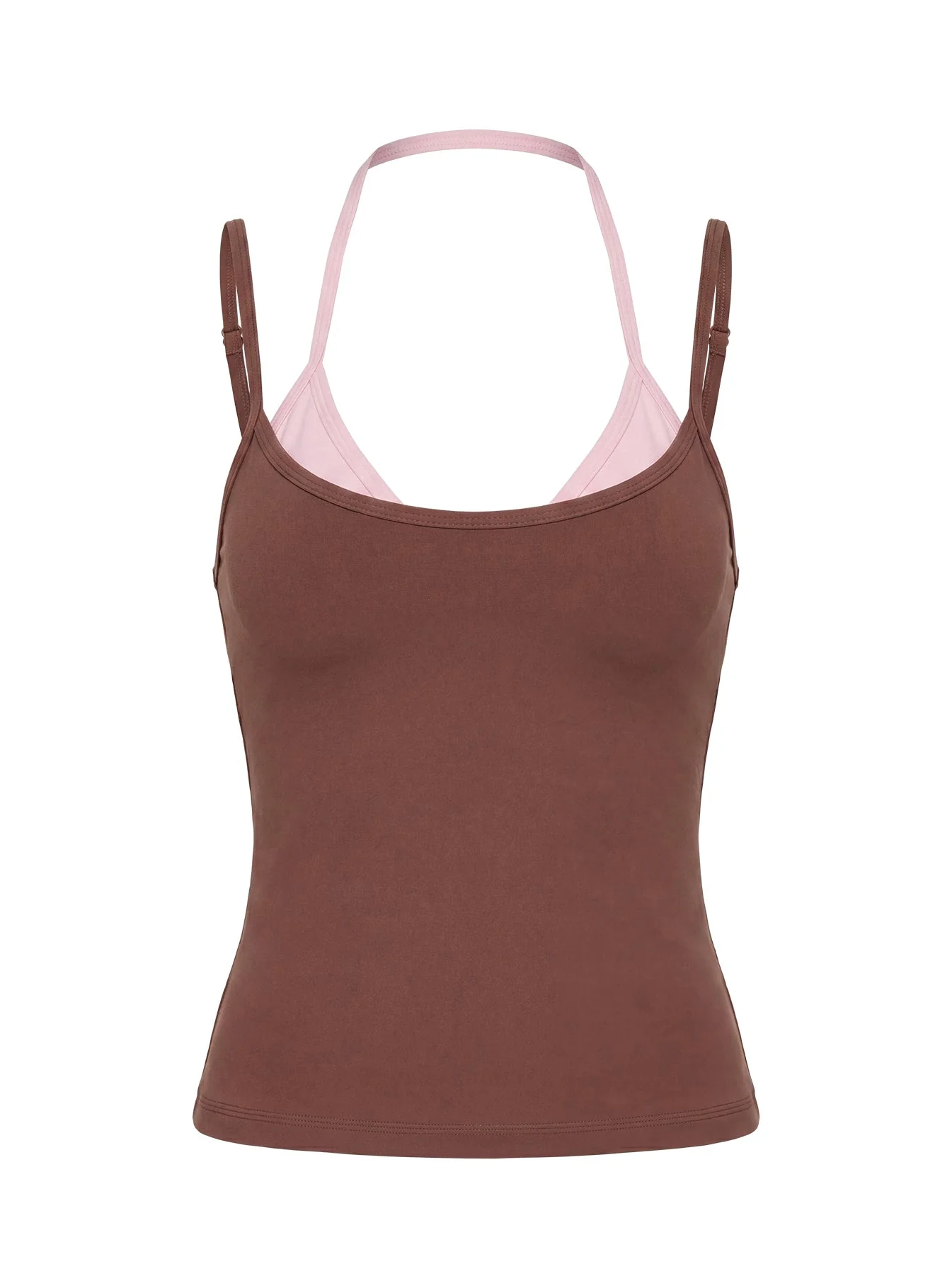 Ascend Layered Halter Tank Top Brown / Pink - Image 14