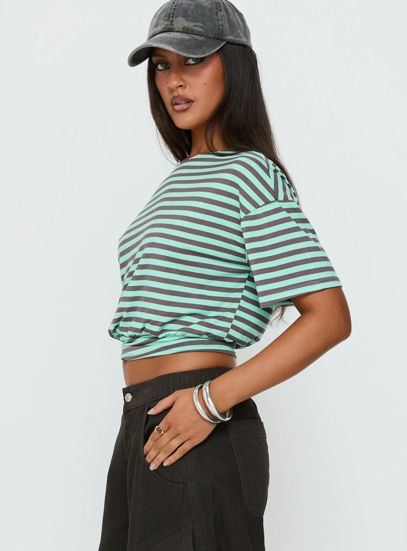 Ashlinn Off Shoulder Drapey Top Stripe - Image 4