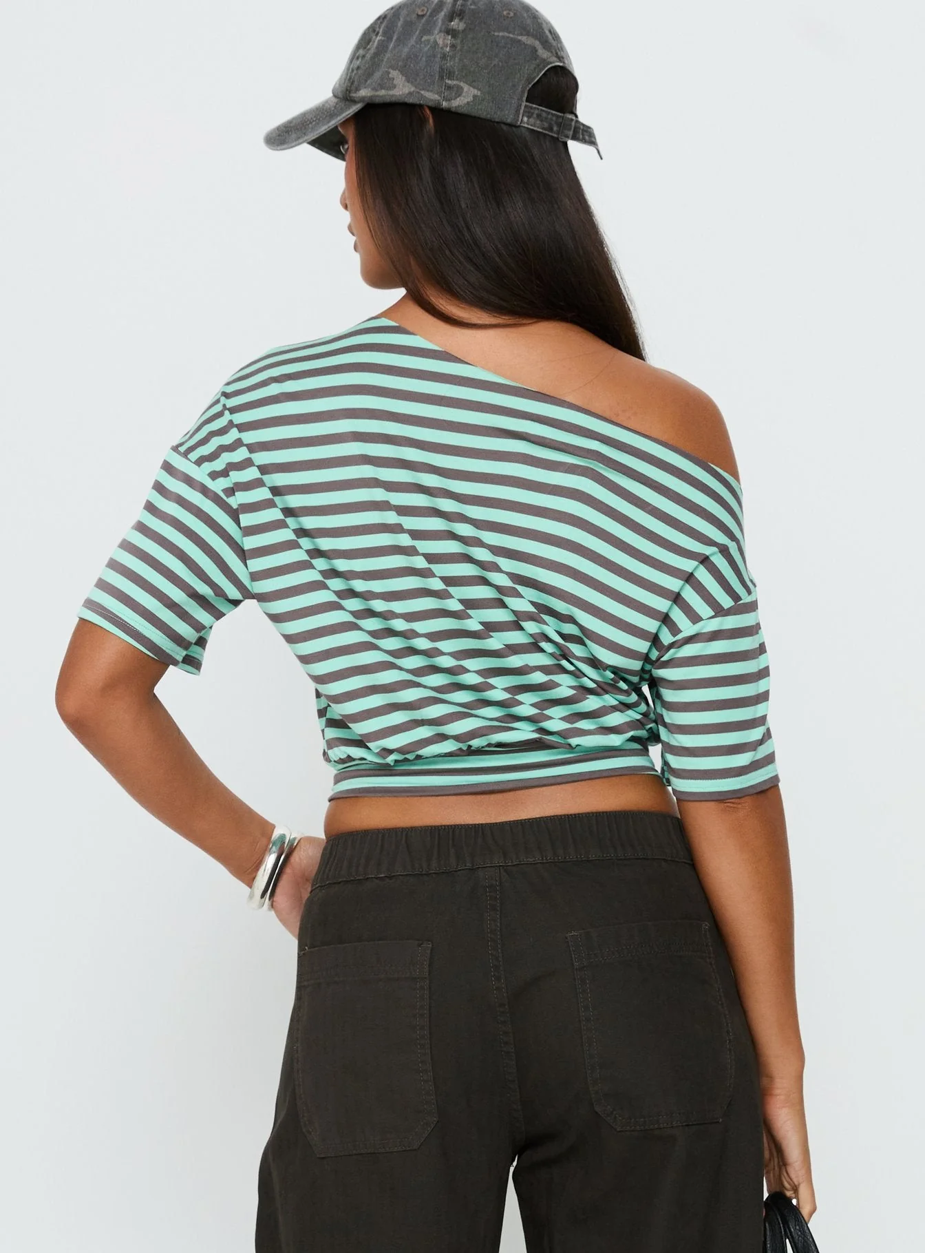 Ashlinn Off Shoulder Drapey Top Stripe - Image 5