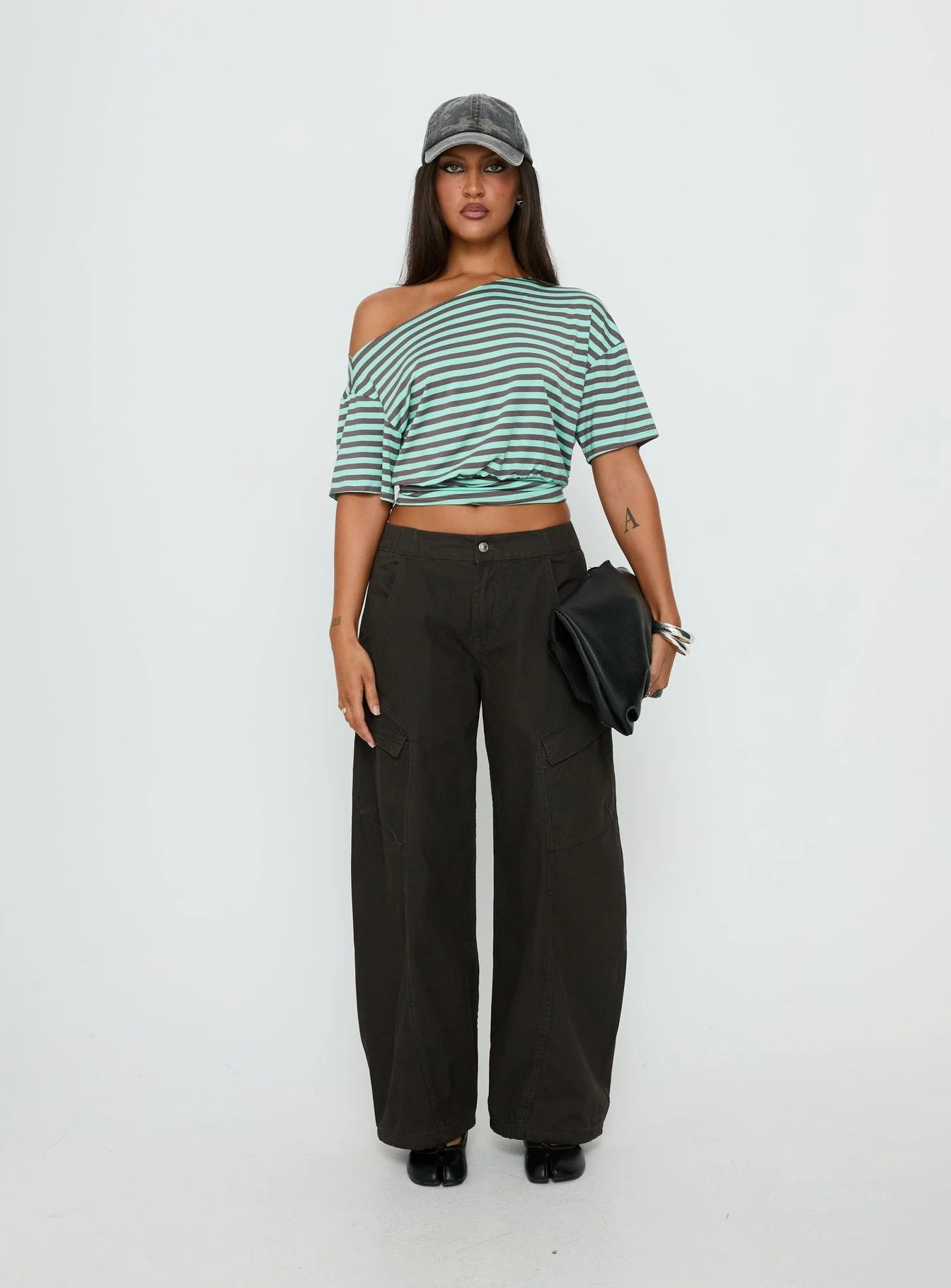 Ashlinn Off Shoulder Drapey Top Stripe - Image 7