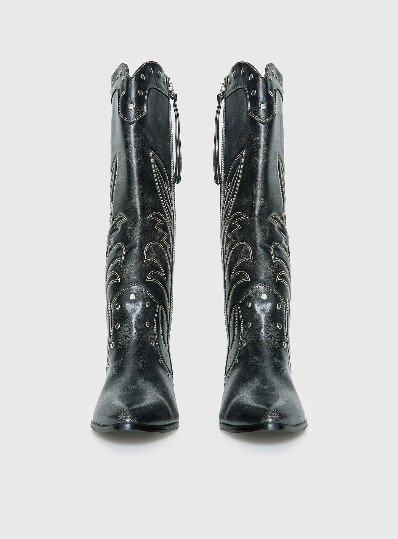 Austin Distressed Cowboy Boots Black - Image 3