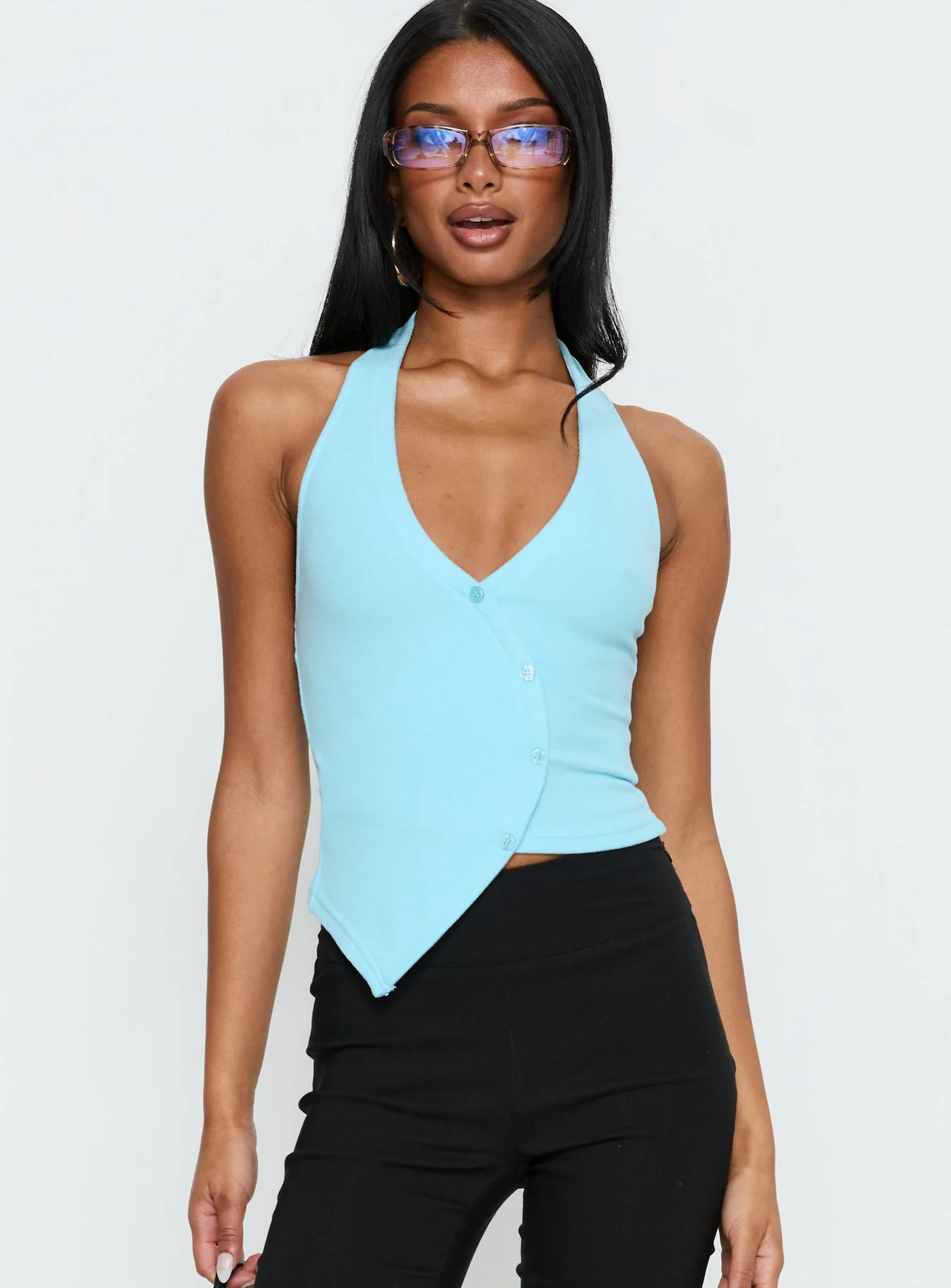 Avrilla Wrap Knit Top Blue - Image 2