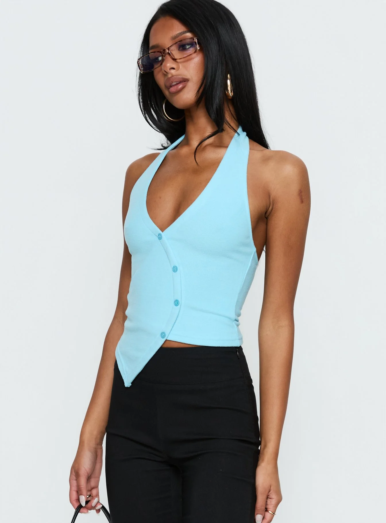 Avrilla Wrap Knit Top Blue - Image 4