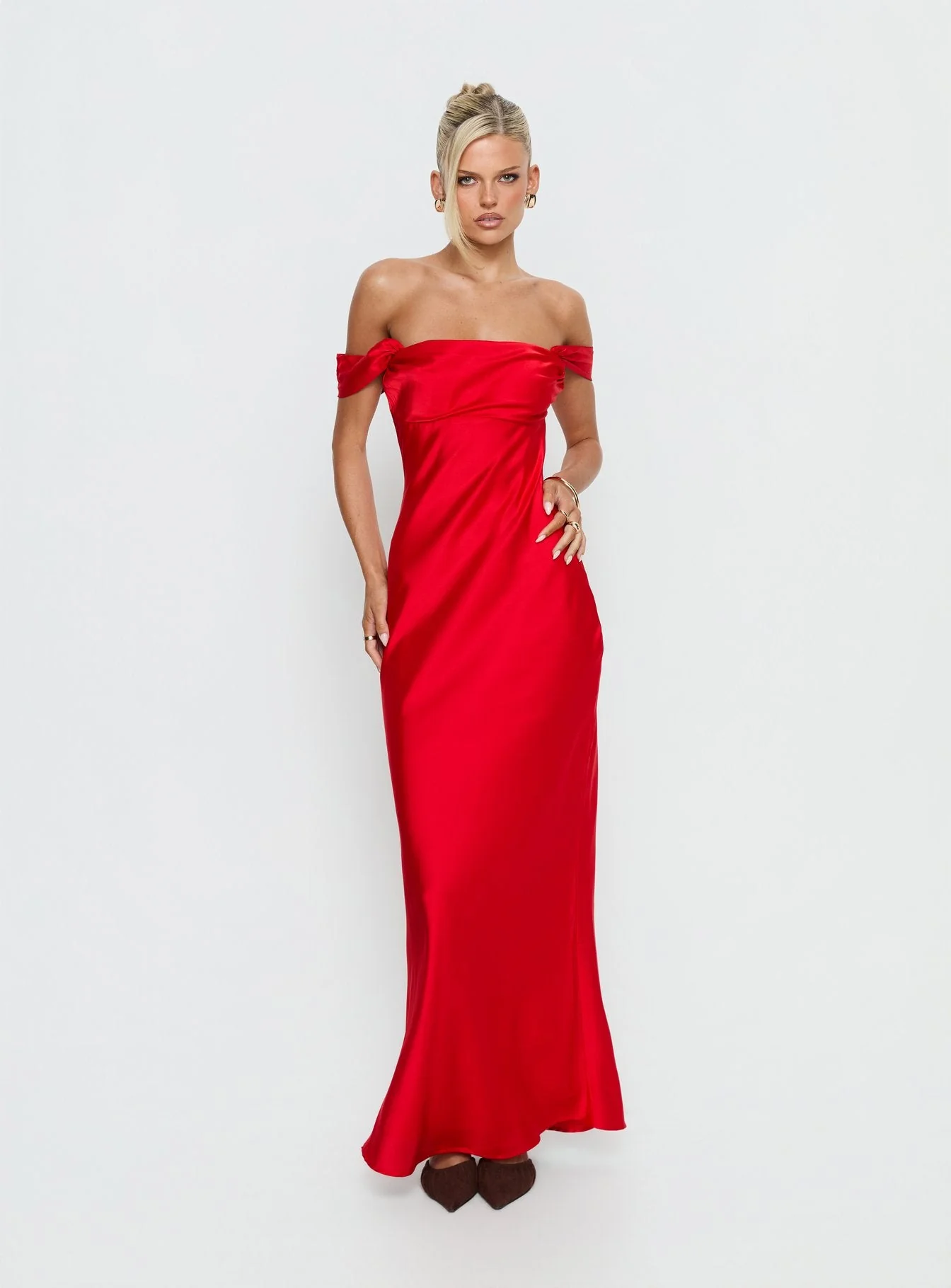 Azura Off The Shoulder Maxi Dress Red - Image 2