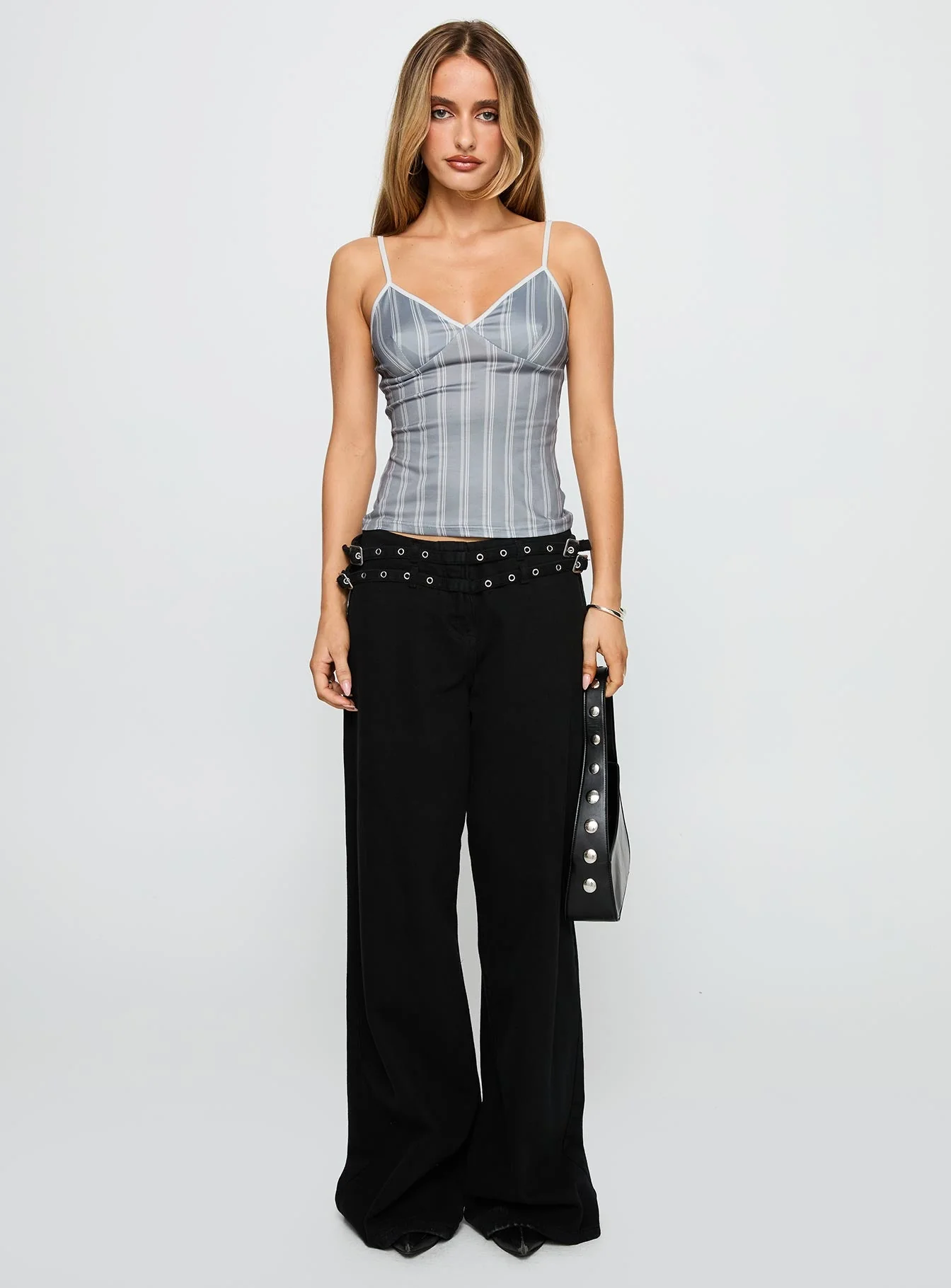 Baccarat Mid Rise Wide Leg Belted Jeans Black - Image 7
