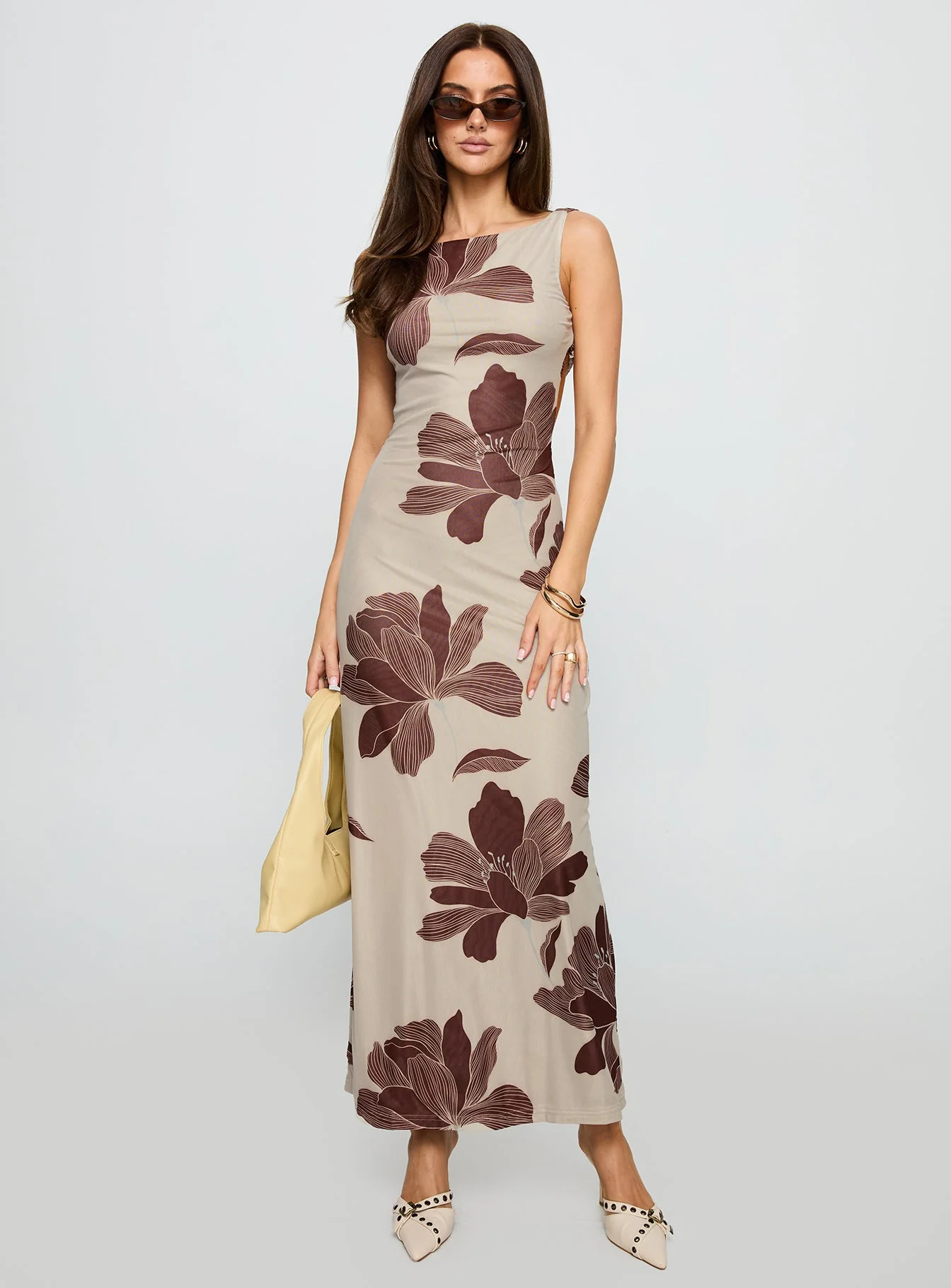 Back Again Maxi Dress Brown Floral - Image 3