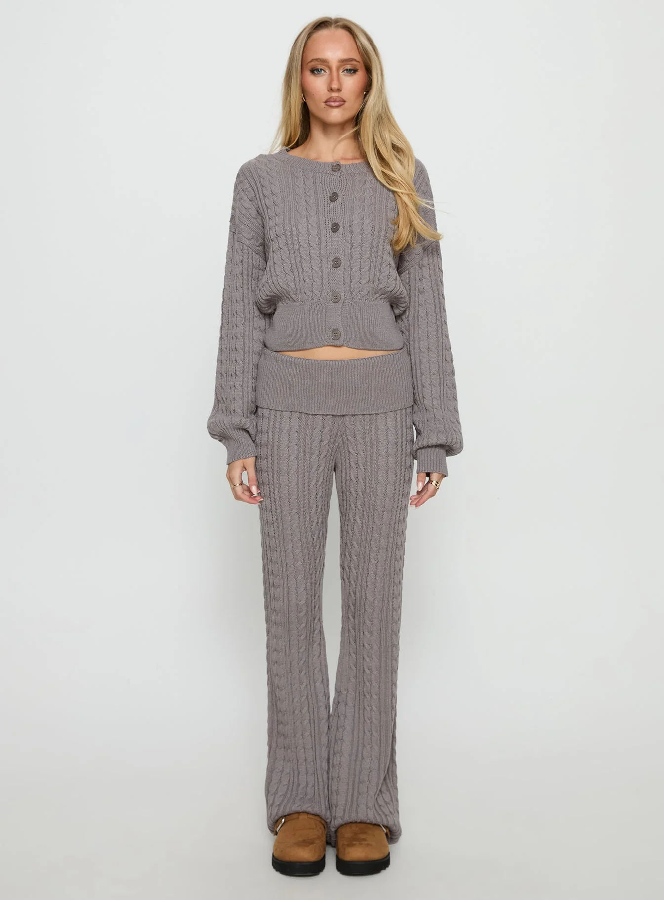 Baleigh Cable Knit Cardigan Grey - Image 7