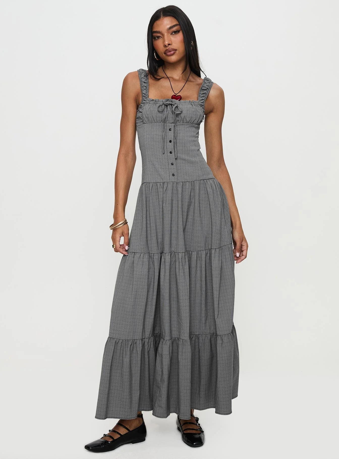 Ballerina Maxi Dress Onyx Gingham - Image 2