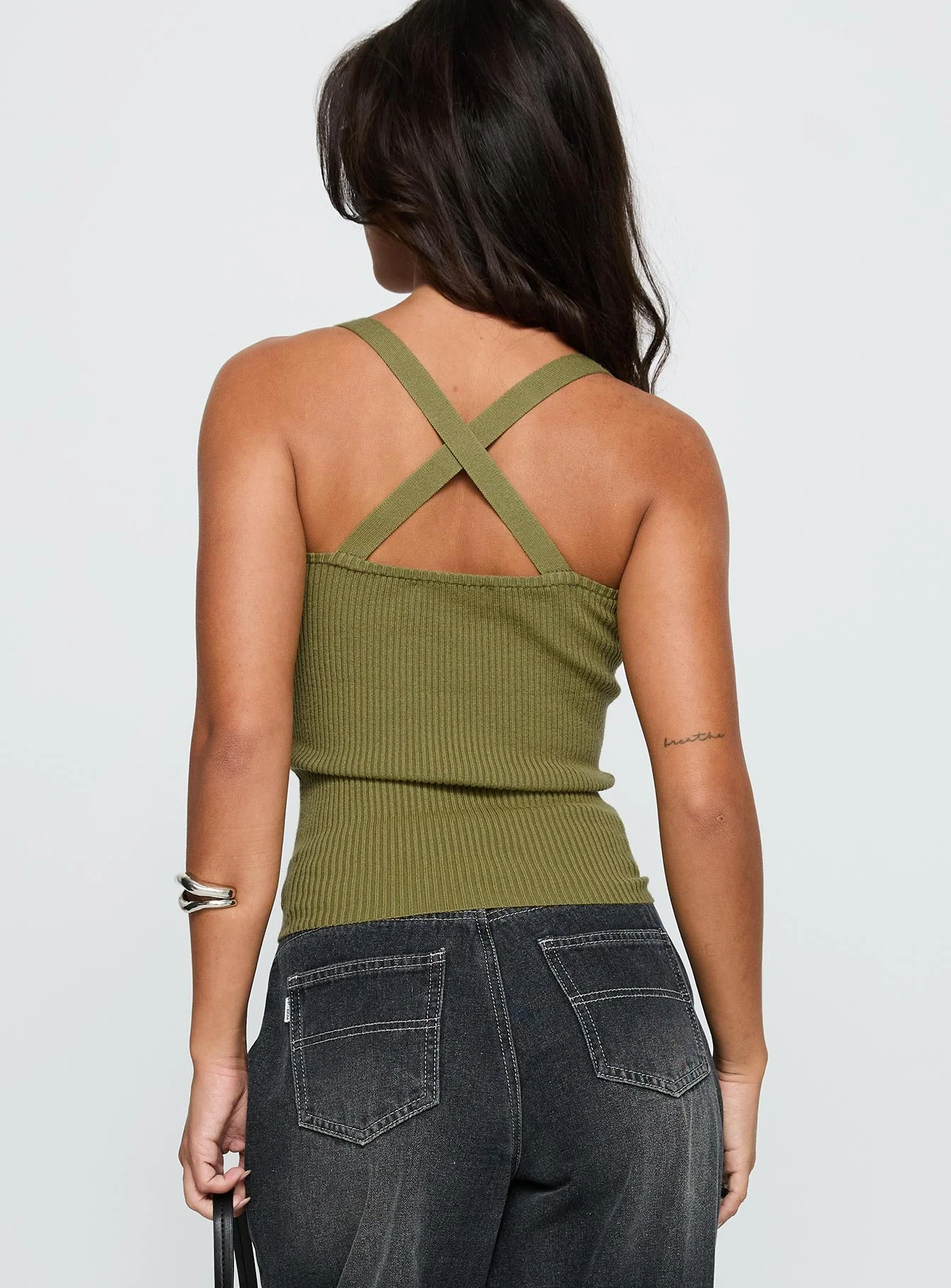 Bare It All Buckle Detail Top Green - Image 4