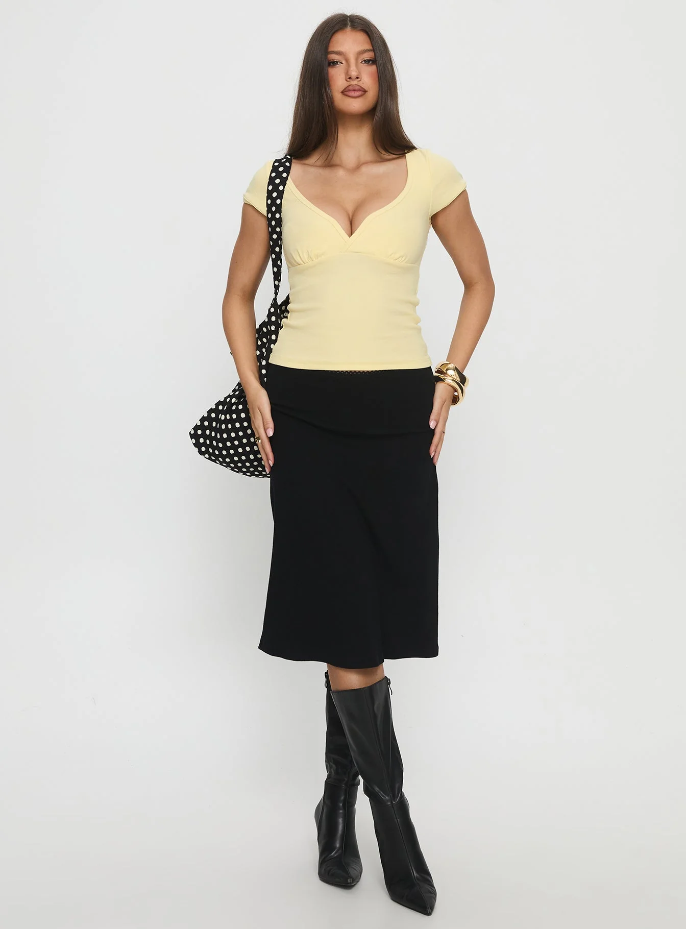 Baseline Cross Over Cap Sleeve Top Yellow - Image 3