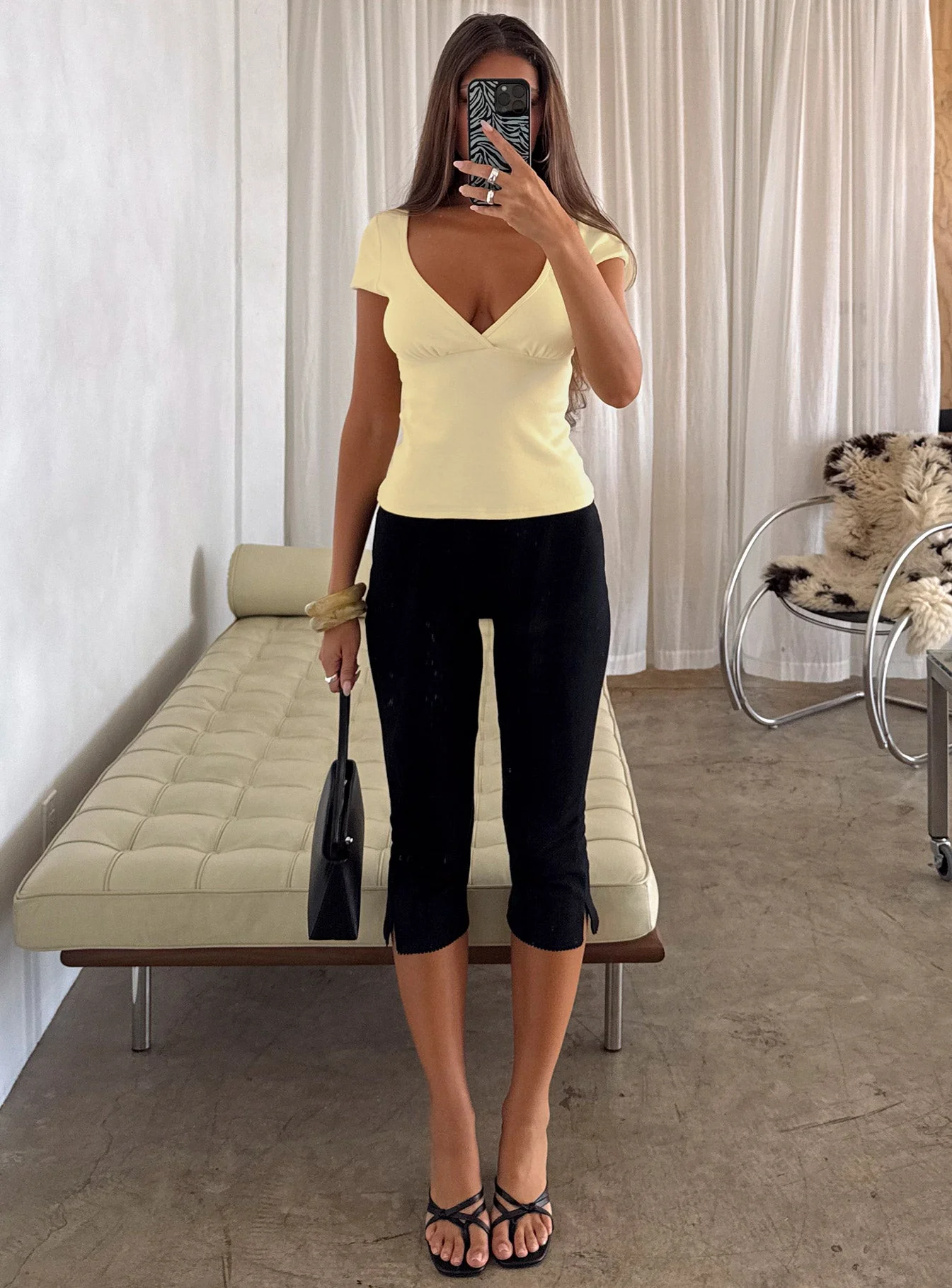 Baseline Cross Over Cap Sleeve Top Yellow - Image 8