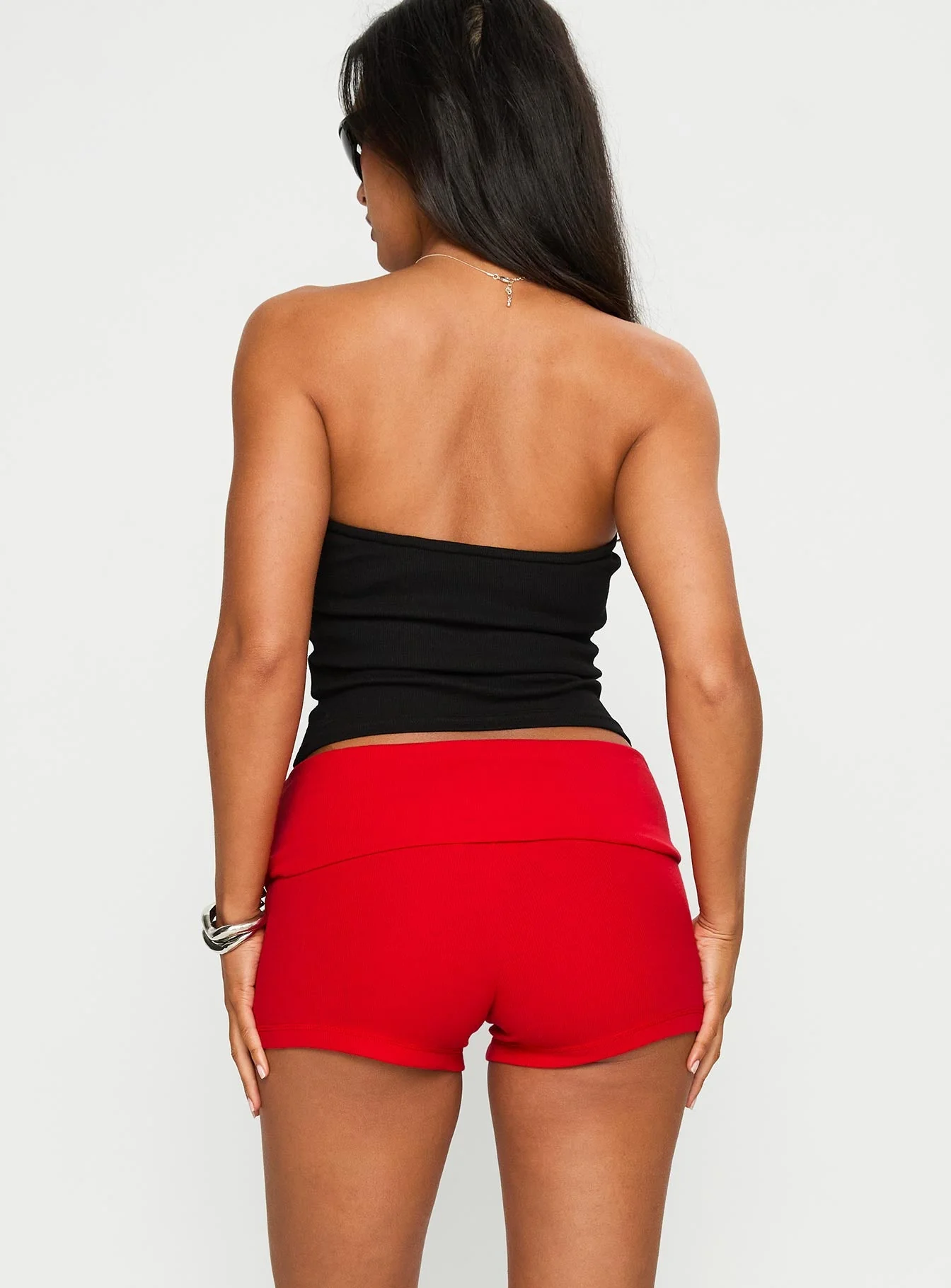 Baseline Low Rise Rib Shorts Red - Image 5