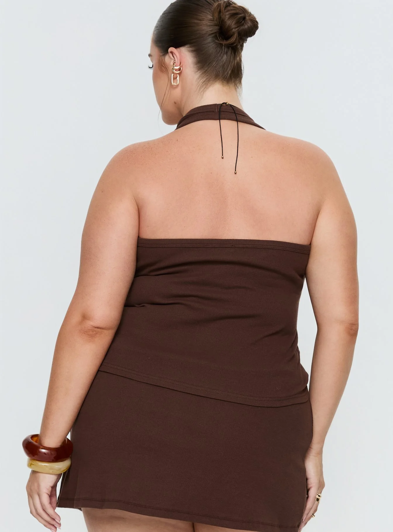 Baseline Scoop Halter Rib Tank Brown Curve - Image 5