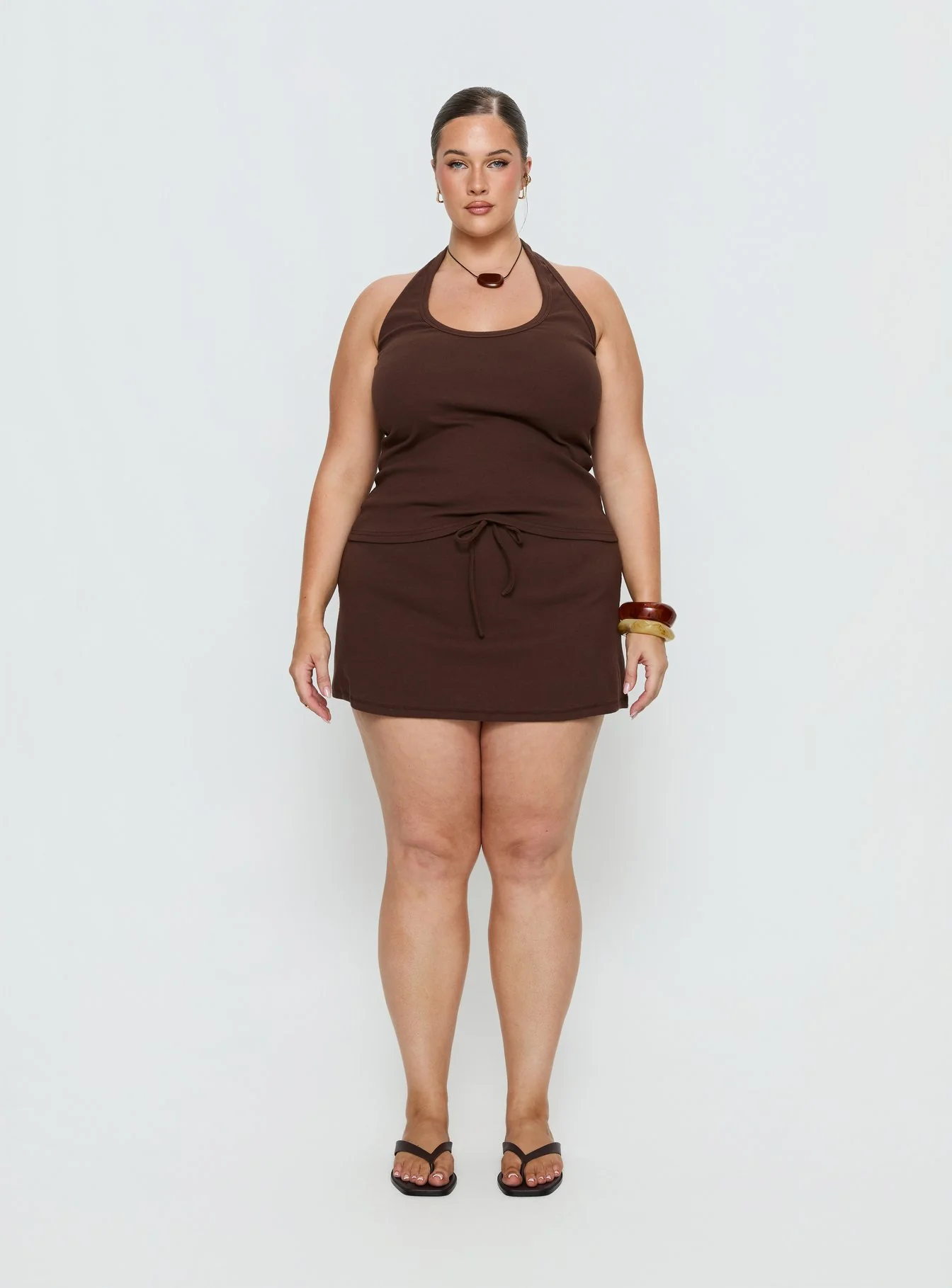 Baseline Scoop Halter Rib Tank Brown Curve - Image 7