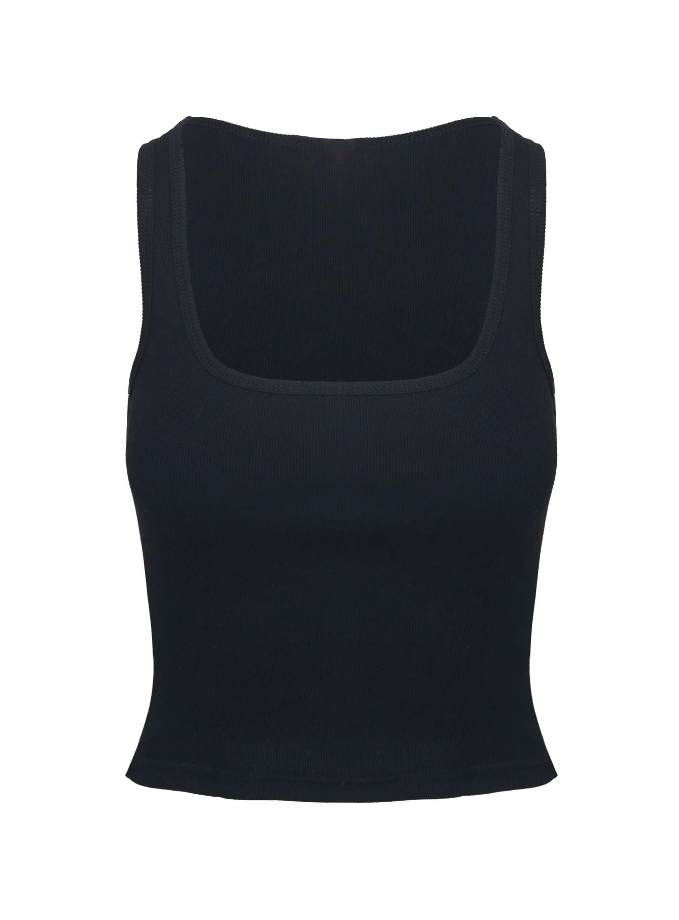 Baseline Square Neck Rib Tank Top Black - Image 9