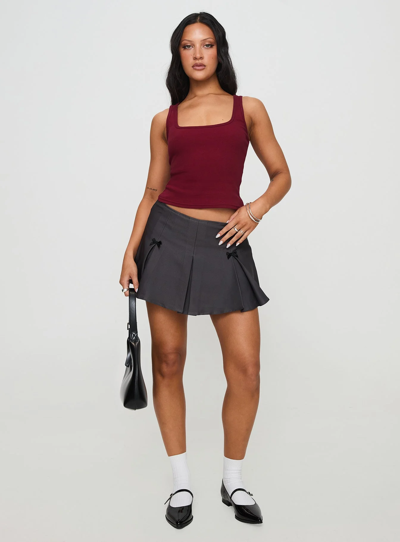 Baseline Square Neck Rib Tank Top Red - Image 3