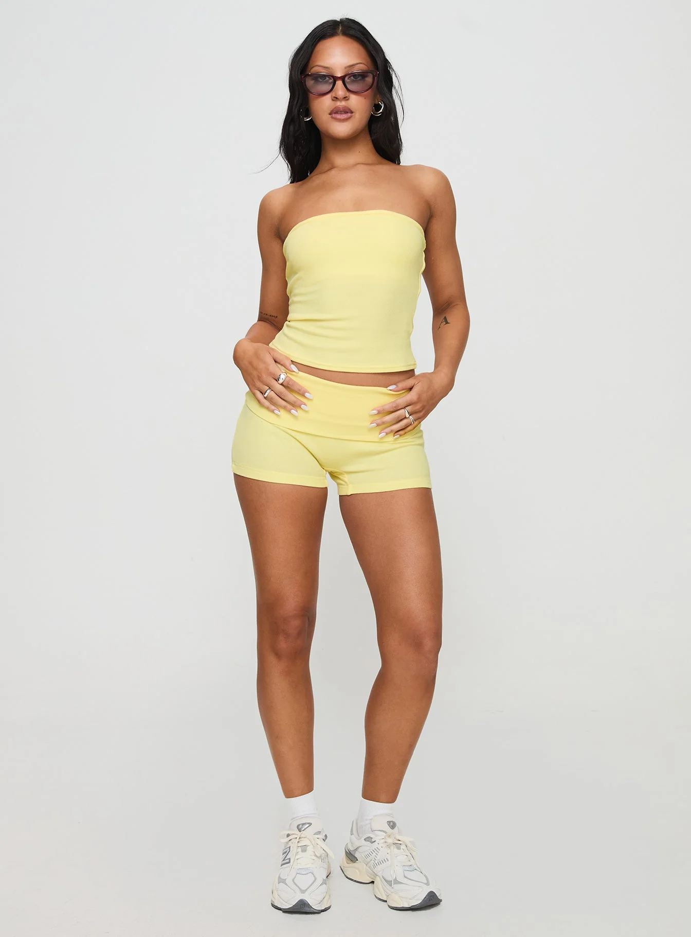 Baseline Strapless Rib Top Yellow - Image 3