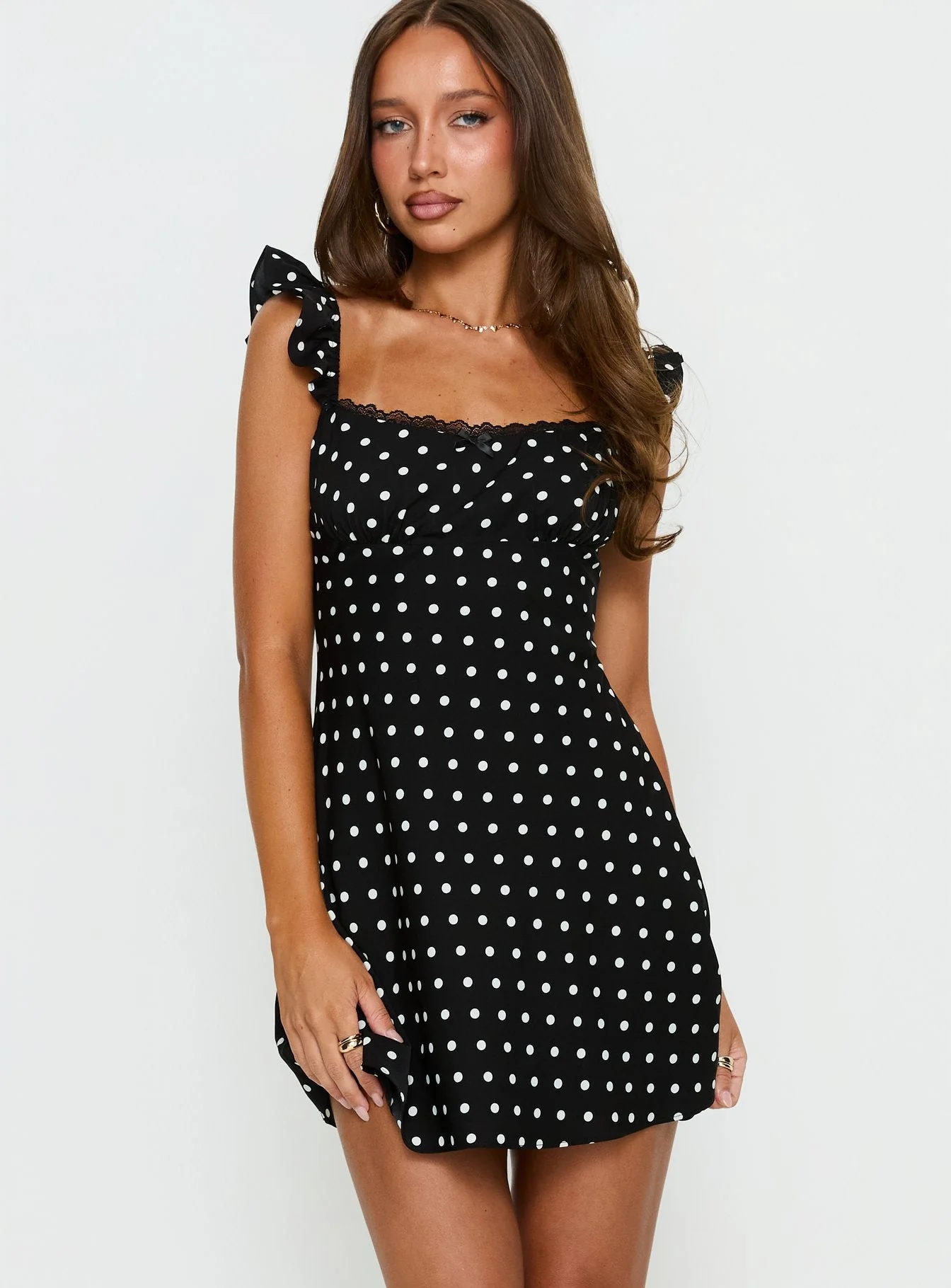 Beacall Mini Dress Black Polka Dot - Image 2