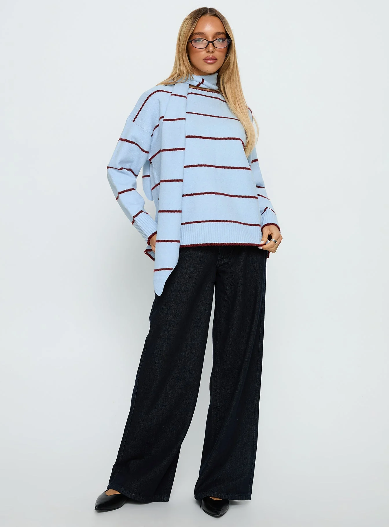 Beanie Oversized Jumper Blue Stripe - Image 2